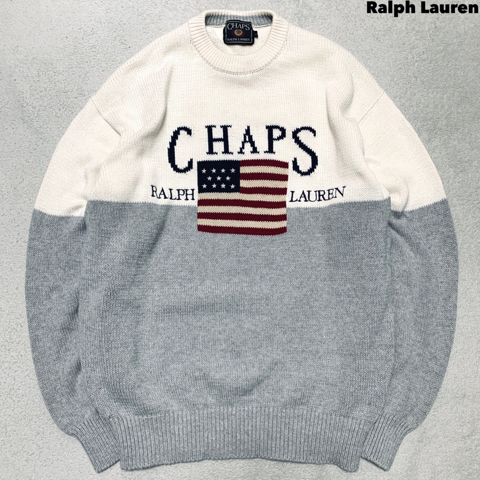 Ralph Lauren コットンニット セーター ジャガード 刺繍 星条旗 