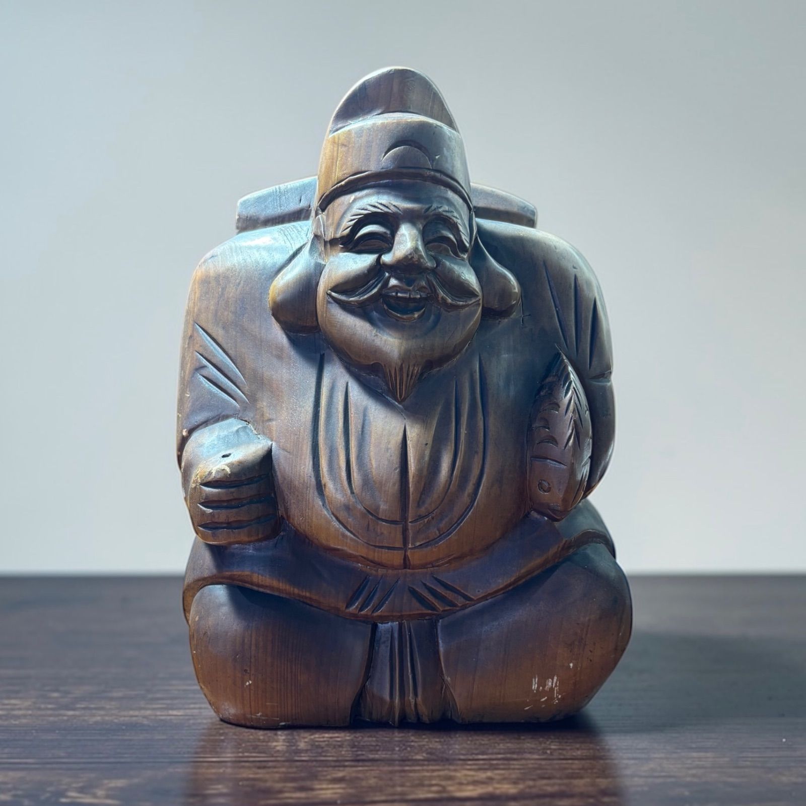 木彫り 恵比寿 七福神 木製 恵比寿様 大黒天 開運 縁起物 彫刻 仏像 古