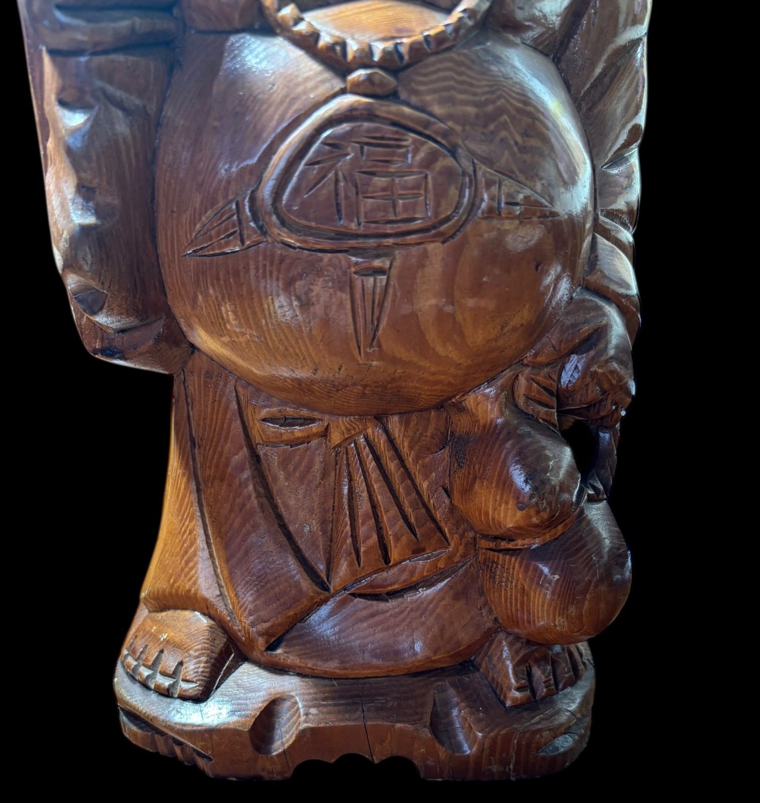 木彫り 布袋尊 七福神 木製 布袋様 商売繁盛 縁起物 彫刻 仏像 古美術