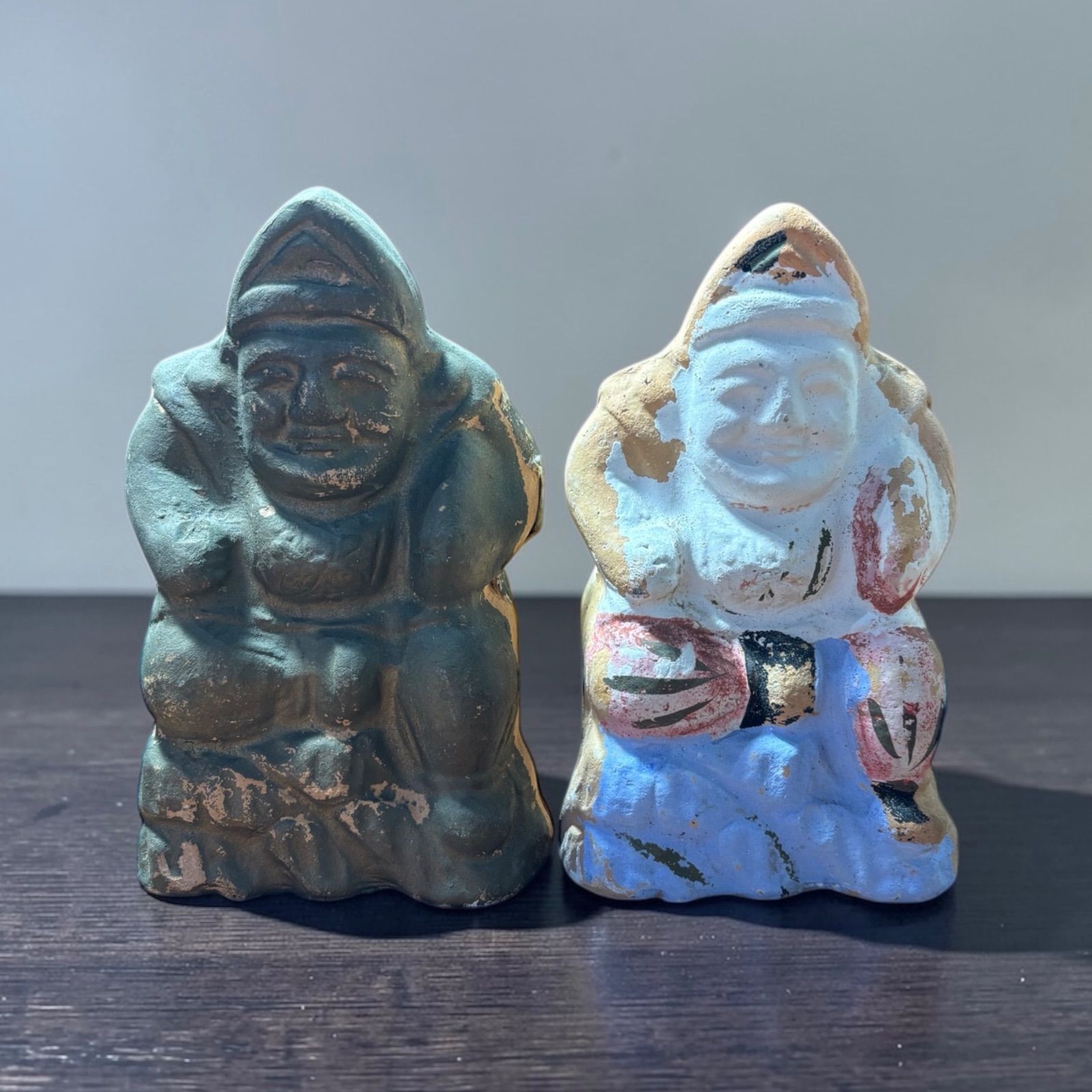 2体セット】 木彫り 恵比寿 大黒天 七福神 木製 商売繫盛 縁起物 彫刻 