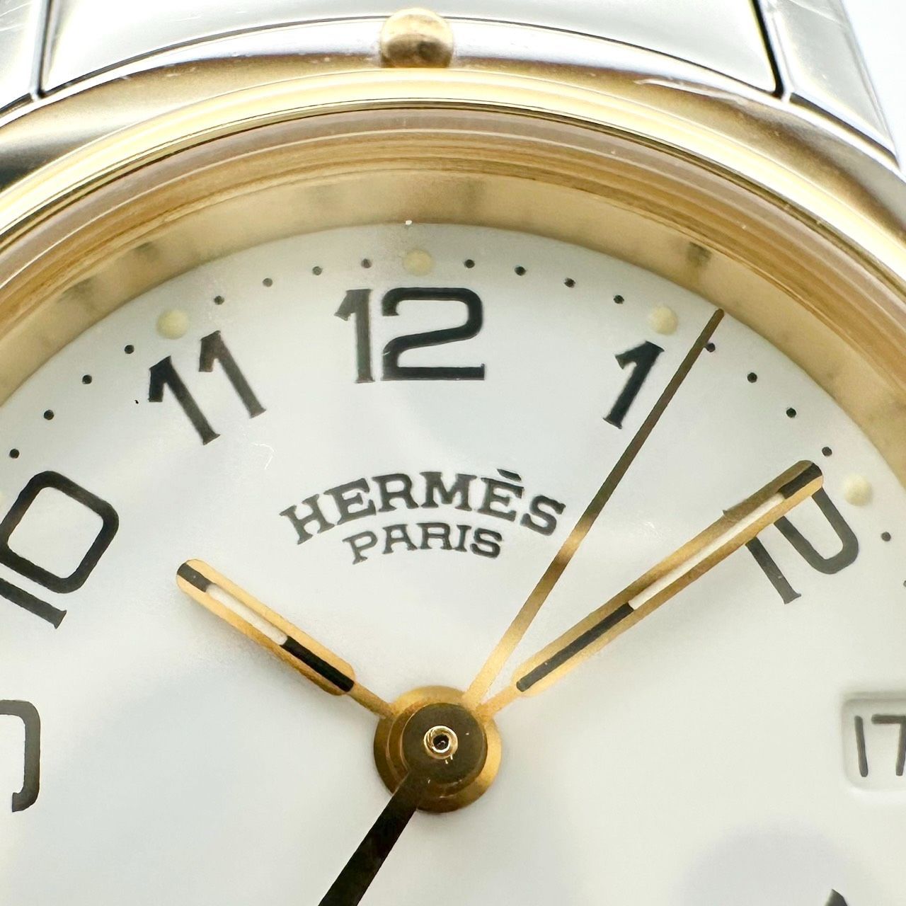 返品OK】新品電池交換済み Hermès エルメス クリッパー CL4.220 SS/GP 