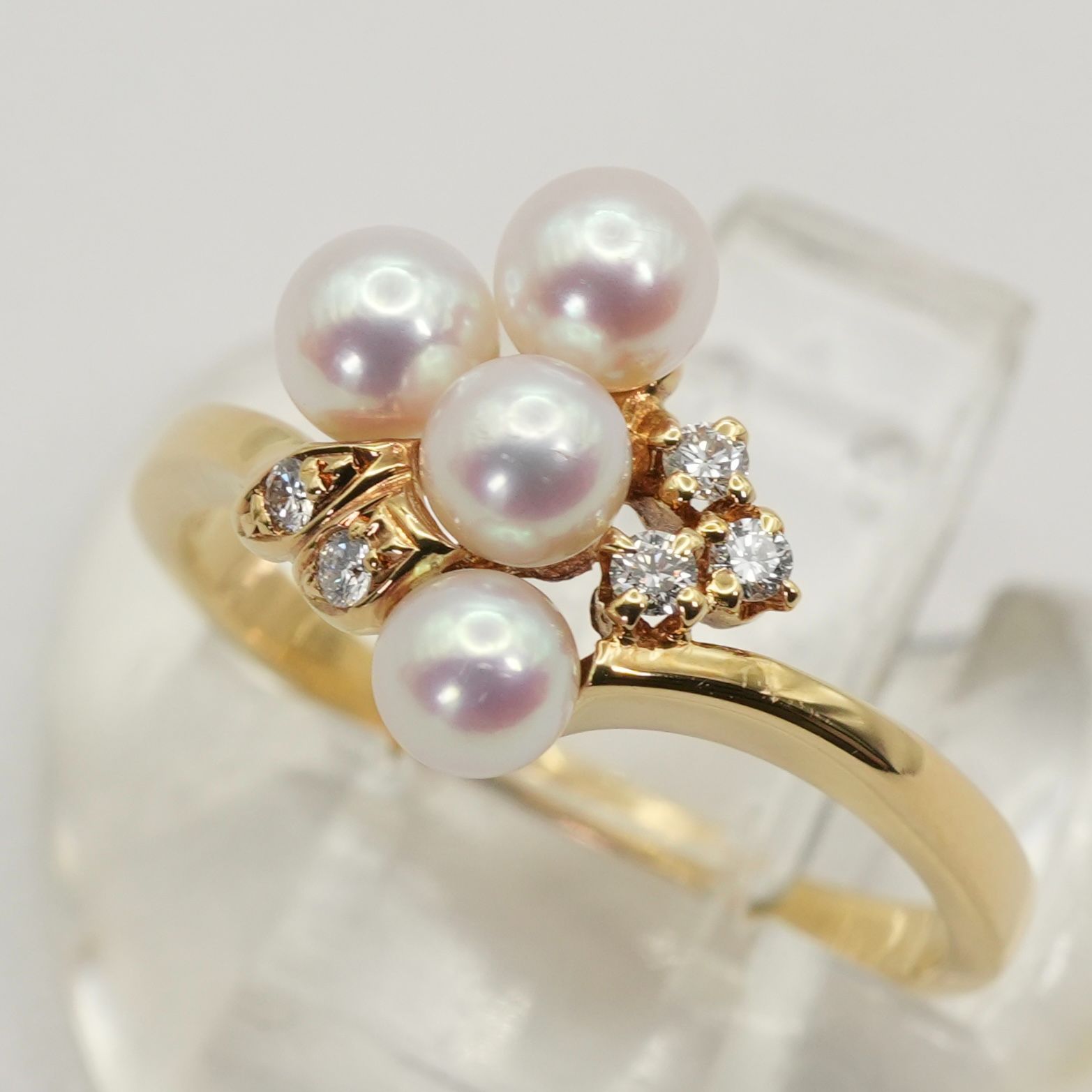 美品 ミキモト ダイヤ ベビーパール K18 リング 御木本/25-1696 美品 ミキモト ダイヤ ベビーパール K18 リング 御木本/25-1696