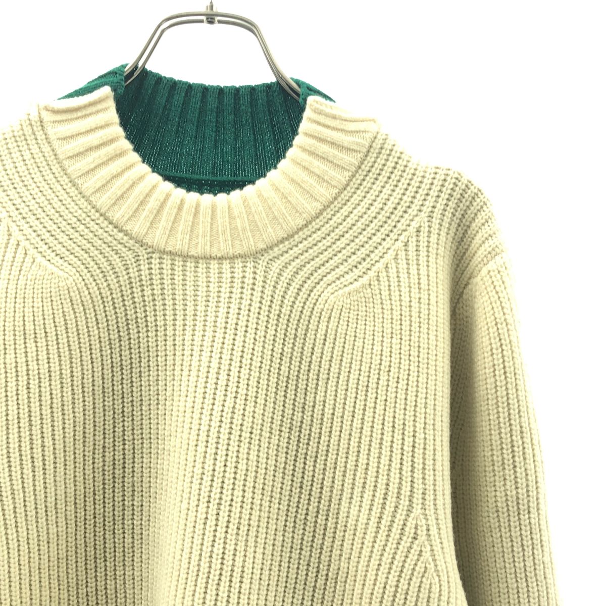 sacai / サカイ | 2019AW | ドッキング バイカラー リブ クルーネック 
