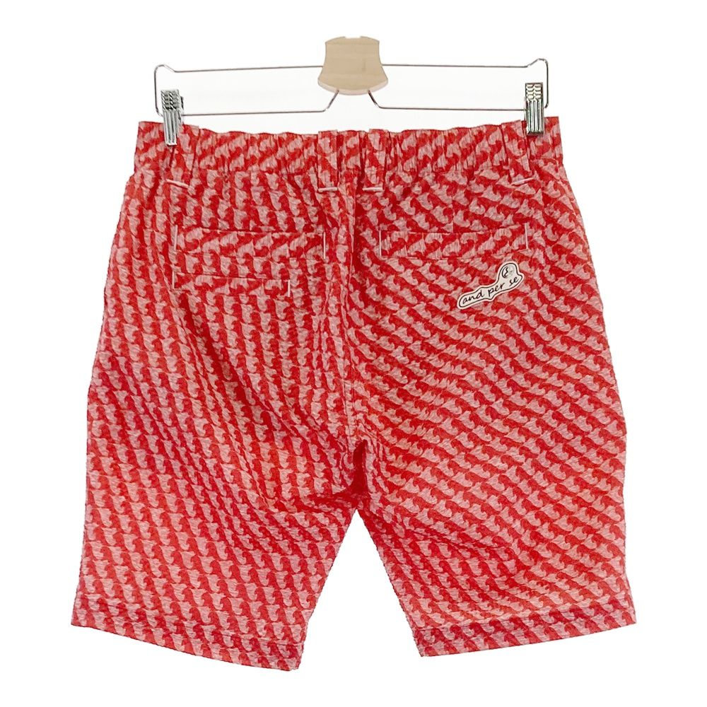 【美品】アンパスィ　ハーフパンツ　シアサッカー サイズ：L AND PER SE アンパスィ シアサッカーハーフパンツ 総柄