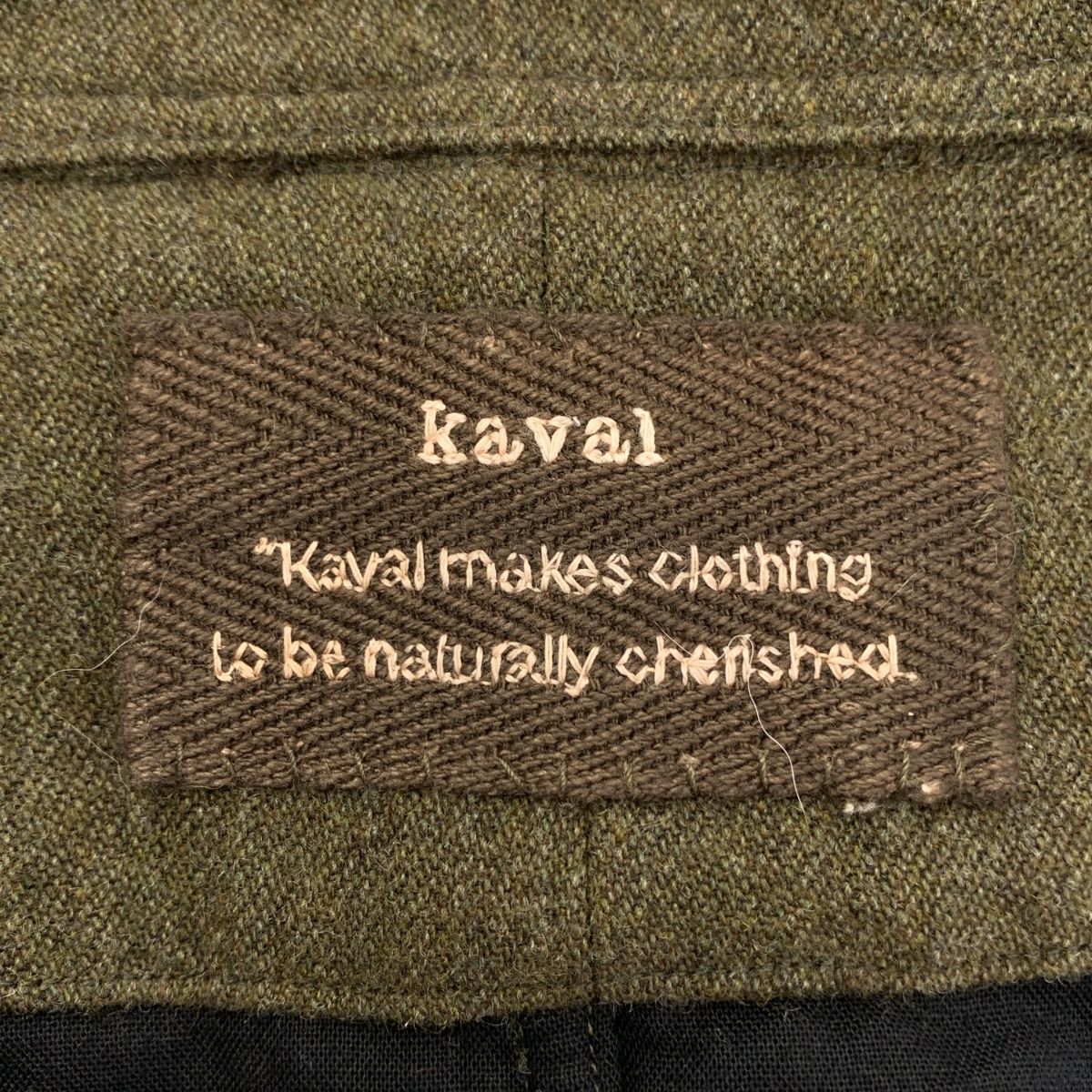 【美品】  kaval / カヴァル | China blouson ウール リネン 縮絨 チャイナジャケット | M | カーキ | メンズ 美品】 kaval / カヴァル | China blouson ウール リネン 縮絨