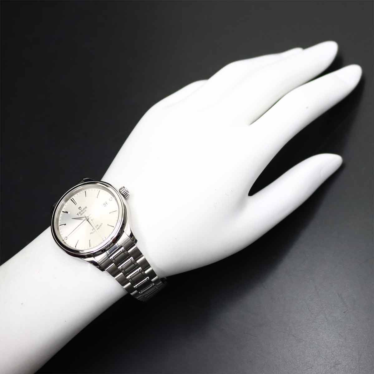  チューダー チュードル TUDOR スタイル 12500 メンズ 腕時計 デイト 3P ダイヤ シルバー 自動巻き ウォッチ Style 90318107 着回しアイテム 自動巻き時計 腕時計(アナログ)