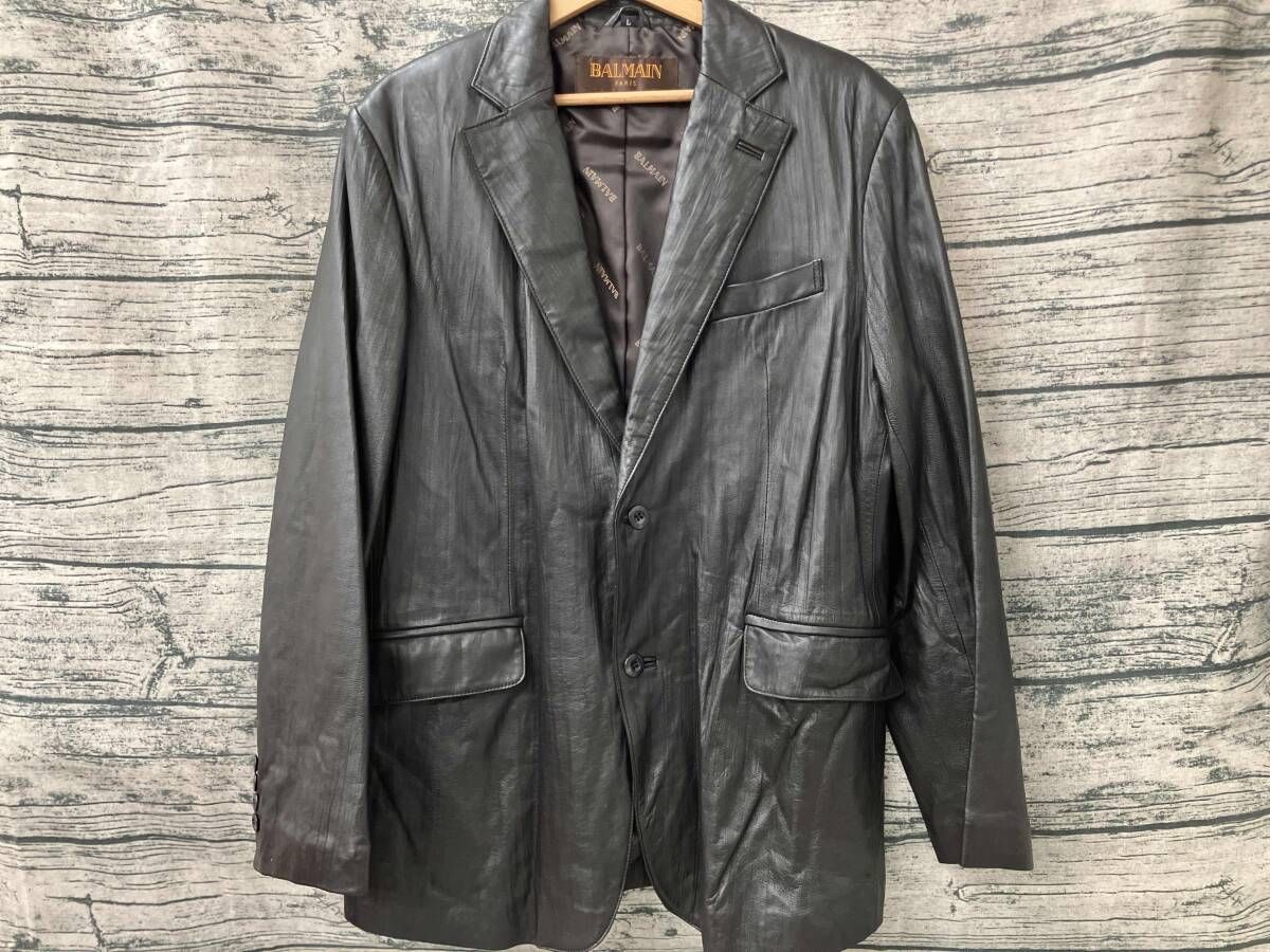 BALMAIN レザージャケット テーラードジャケット ダークブラウン L 