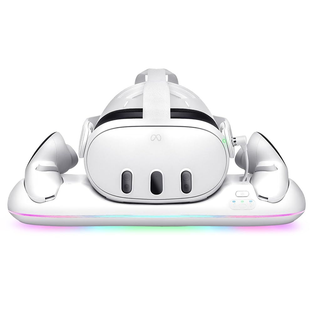 【Meta Quest 全シリーズ対応】マルチ VR充電スタンド メタクエスト 卓上 ドック アクセサリー （TypeC 急速充電 LEDライト付き）