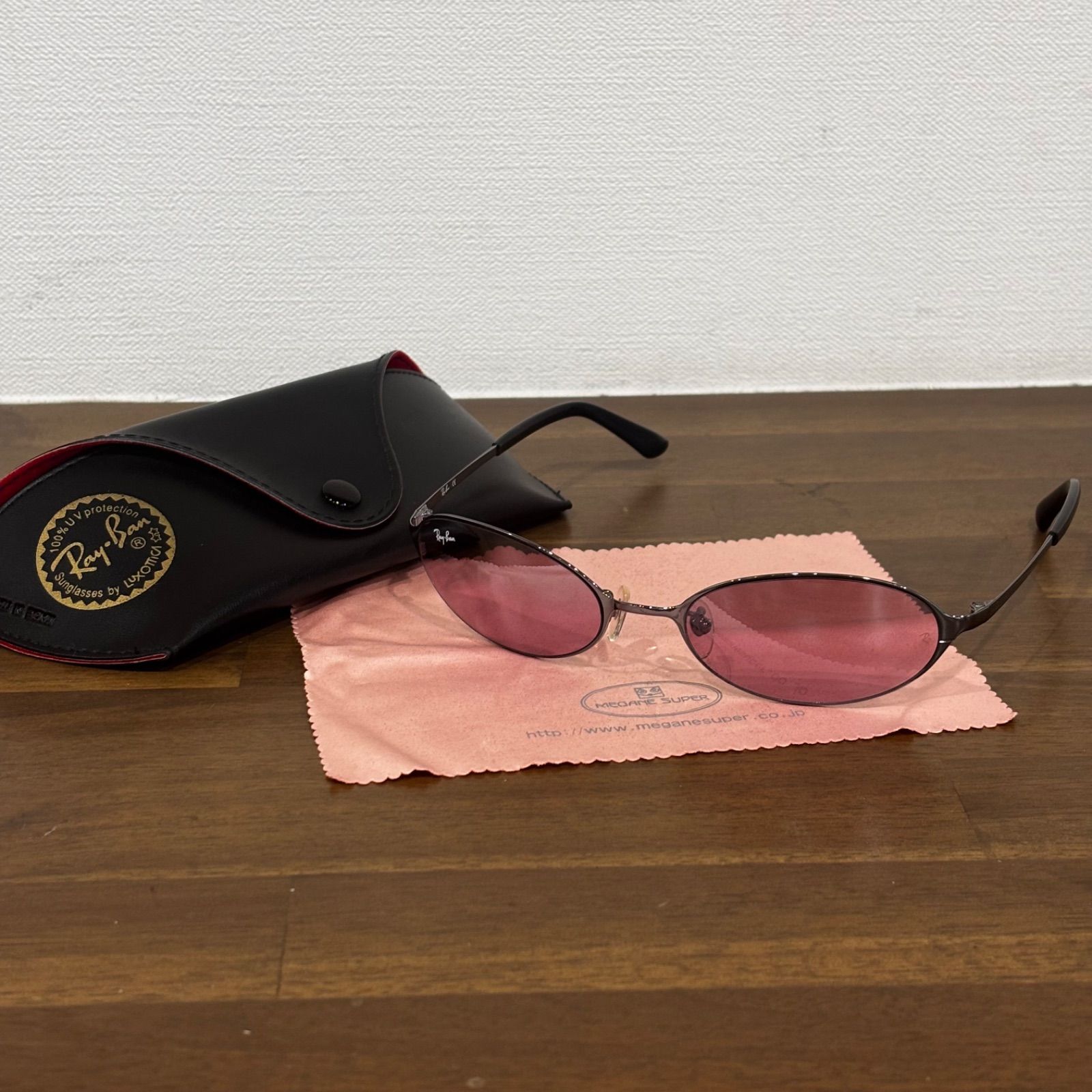 Ray-Ban レイバン サングラス パープルレンズ ガンメタフレーム ケース付き