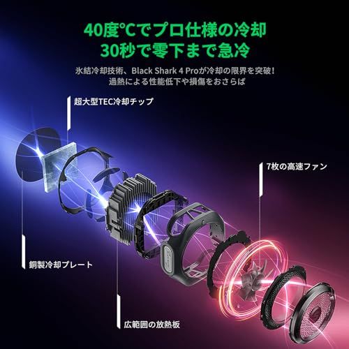 キッチン・食器 Black Shark 磁気式 スマホ 冷却 散熱器 4PRO RGB冷却ファン 取り外し可能なグリップ付きの携帯ラジエーター、静音 アプリ制御されたスマート温度制御、iPhone Magneticシリーズ/Android 用のポータブル、ゲーム、ライブ配