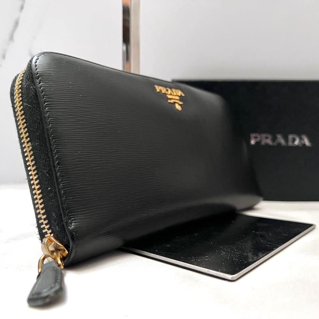 ◇レア極美品◇プラダ 長財布 ヴィッテロムーブ ロゴ金具 ブラック 