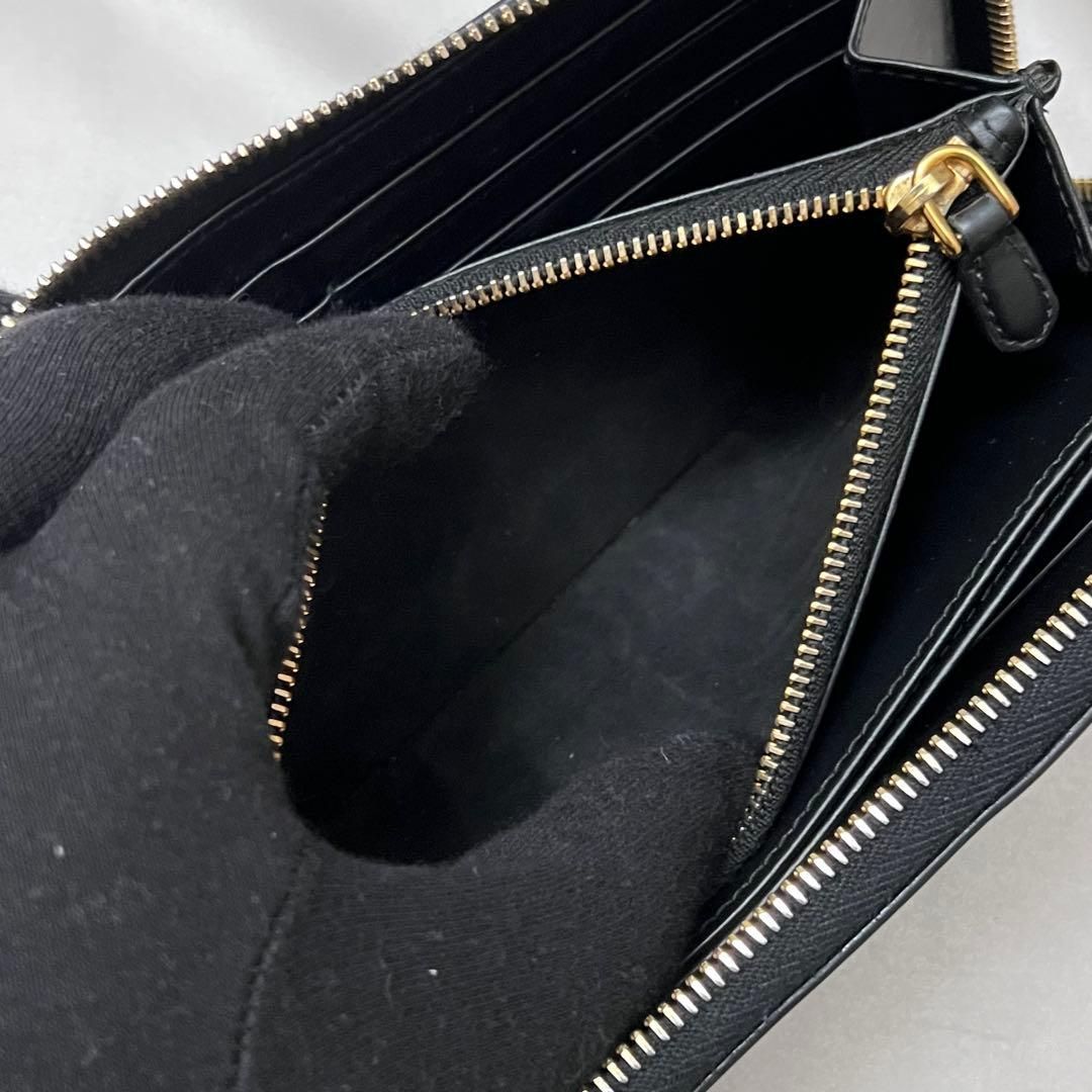 ◇レア極美品◇プラダ 長財布 ヴィッテロムーブ ロゴ金具 ブラック 