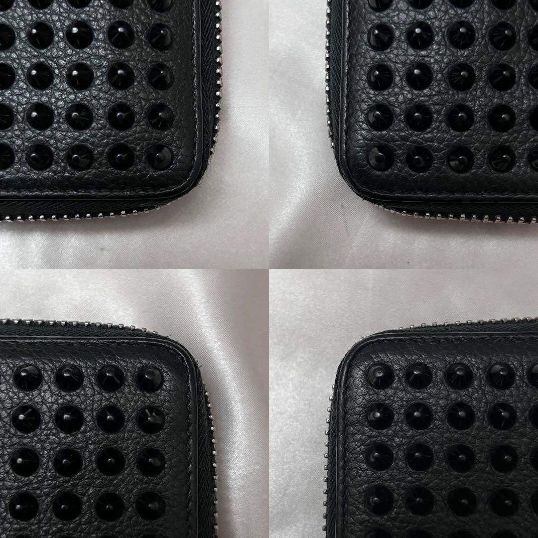 ◇美品◇ルブタン パネトーネ スパイクスタッズ長財布 ブラック シボ革