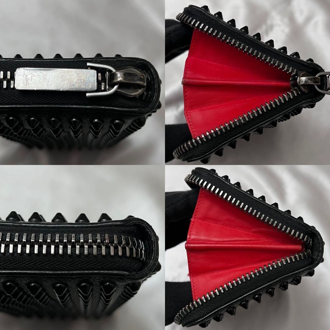 ◇極美品◇ルブタン　パネトーネ　スパイクスタッズ長財布　シボ革　ブラック Christian Louboutin - ◇極美品◇ルブタン パネトーネ スパイク