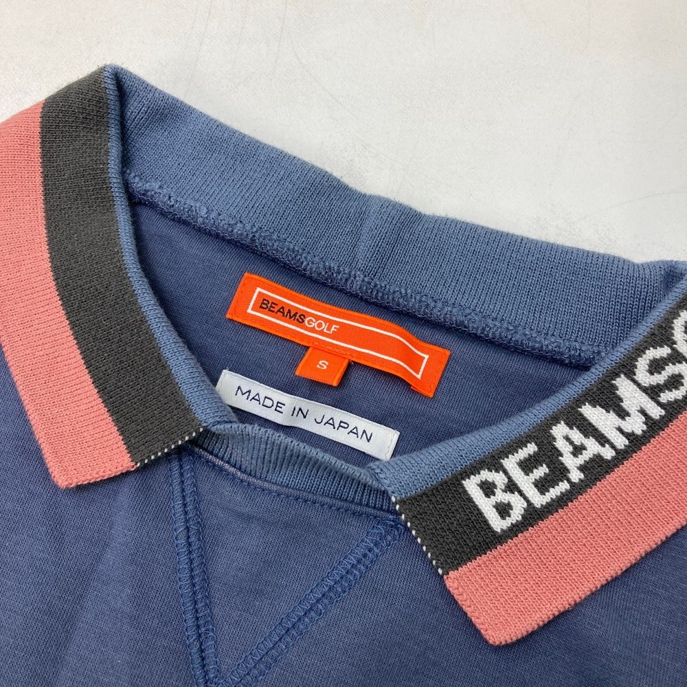 サイズ：S BEAMS GOLF ビームスゴルフ 襟付 半袖プルオーバー ネイビー
