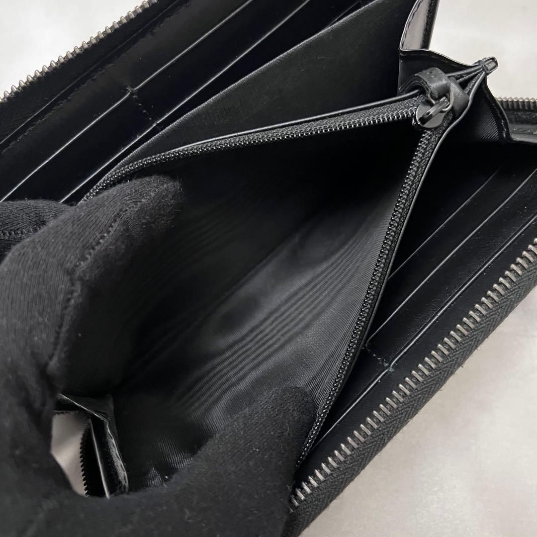 ◇箱付き極美品◇グッチ シマレザー ラウンドジップ長財布 ブラック