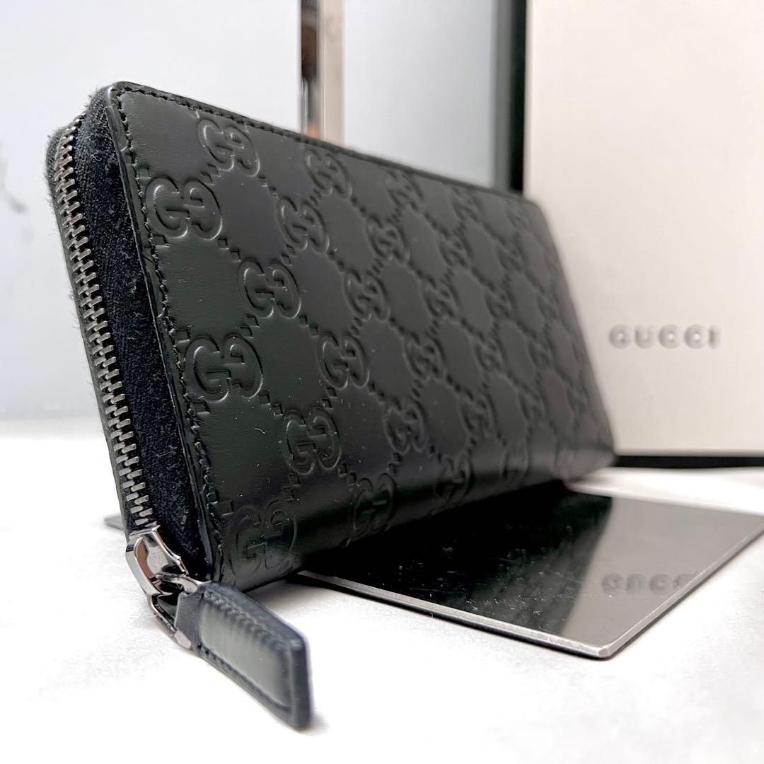 美品✨グッチ 長財布 ラウンドファスナー GGマーモントGGシマ GUCCI 長