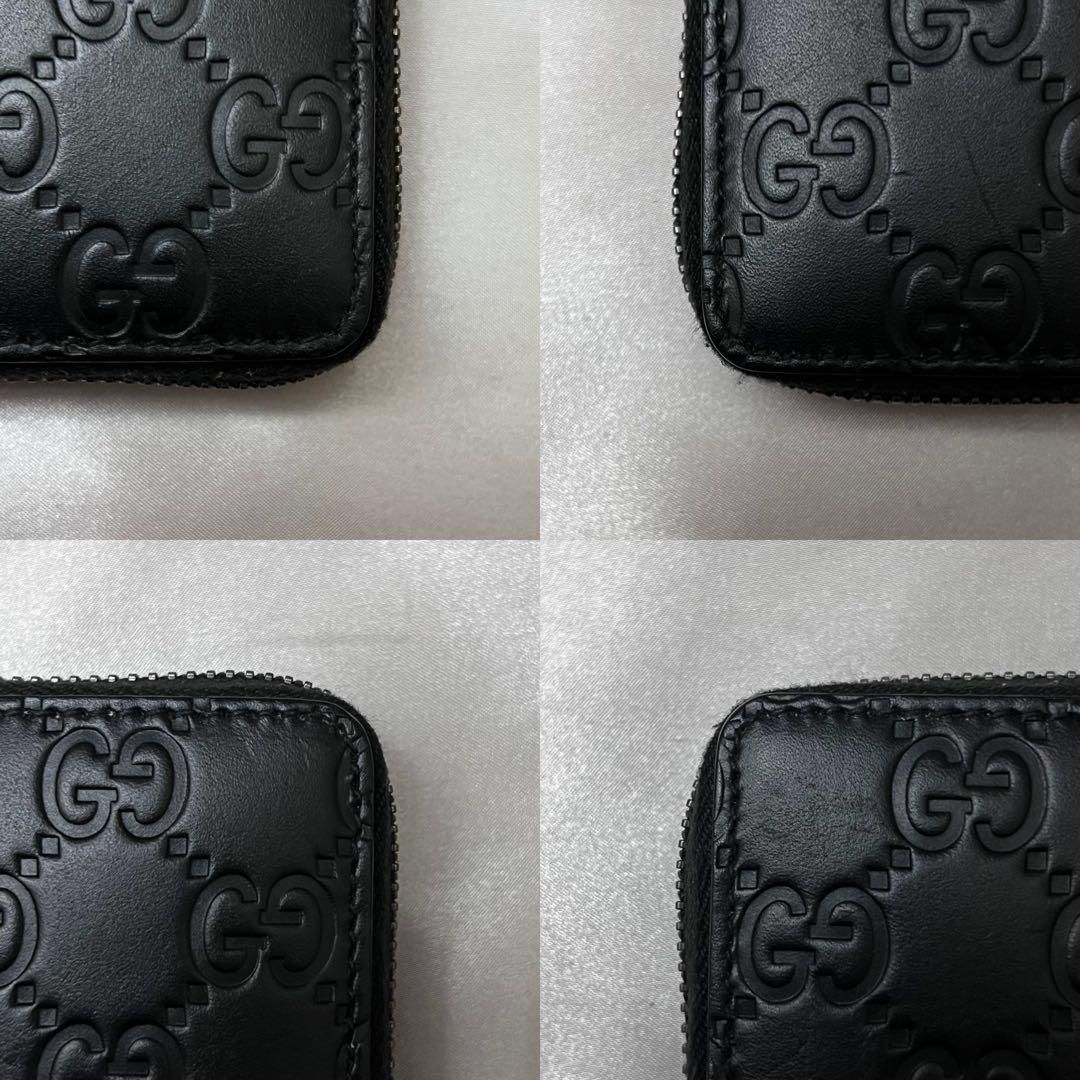 ◇箱付き極美品◇グッチ シマレザー ラウンドジップ長財布 ブラック