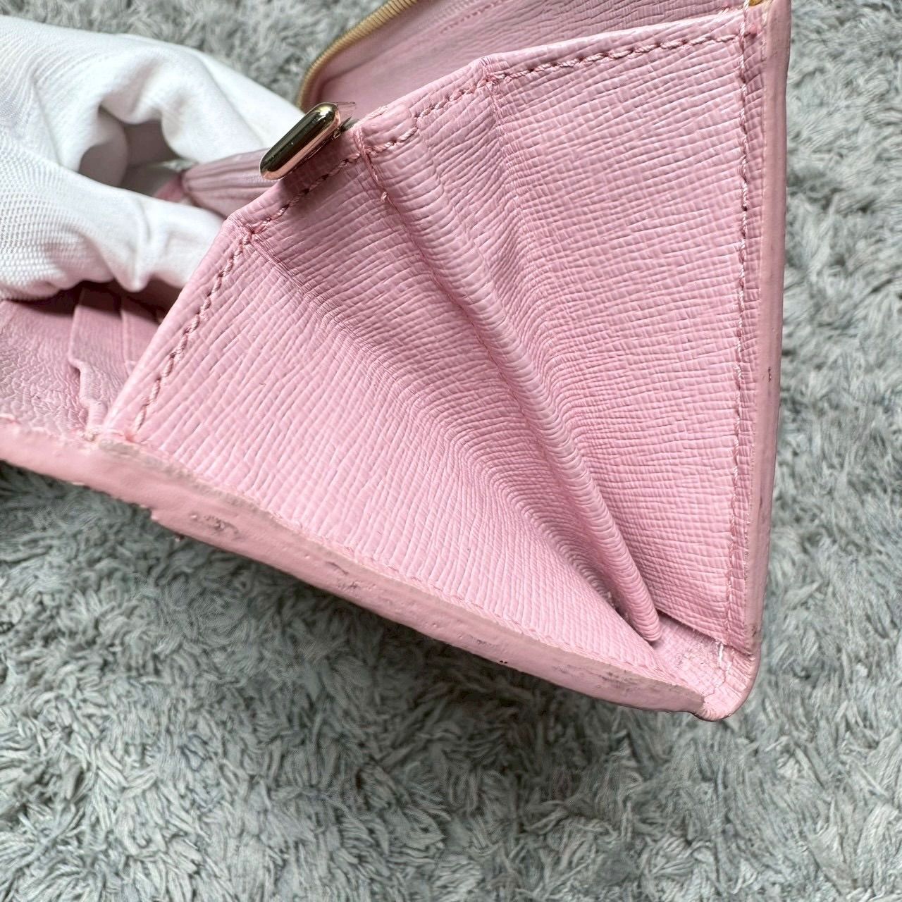 FURLA フルラ 長財布 L字ファスナー レザー リボン ピンク - メルカリ