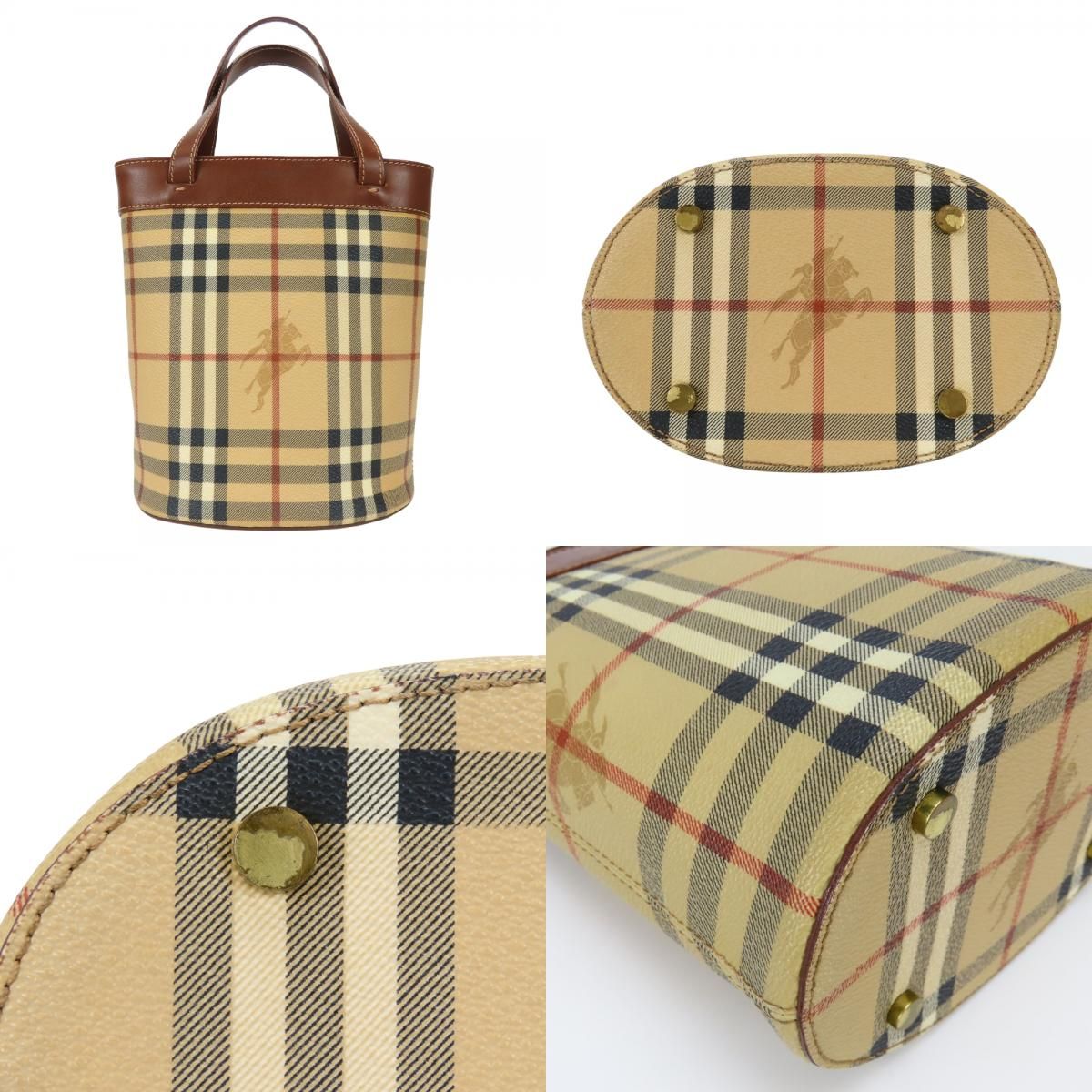 Burberry London ハンドバッグ ノバチェック PVC レザー コンパクト 