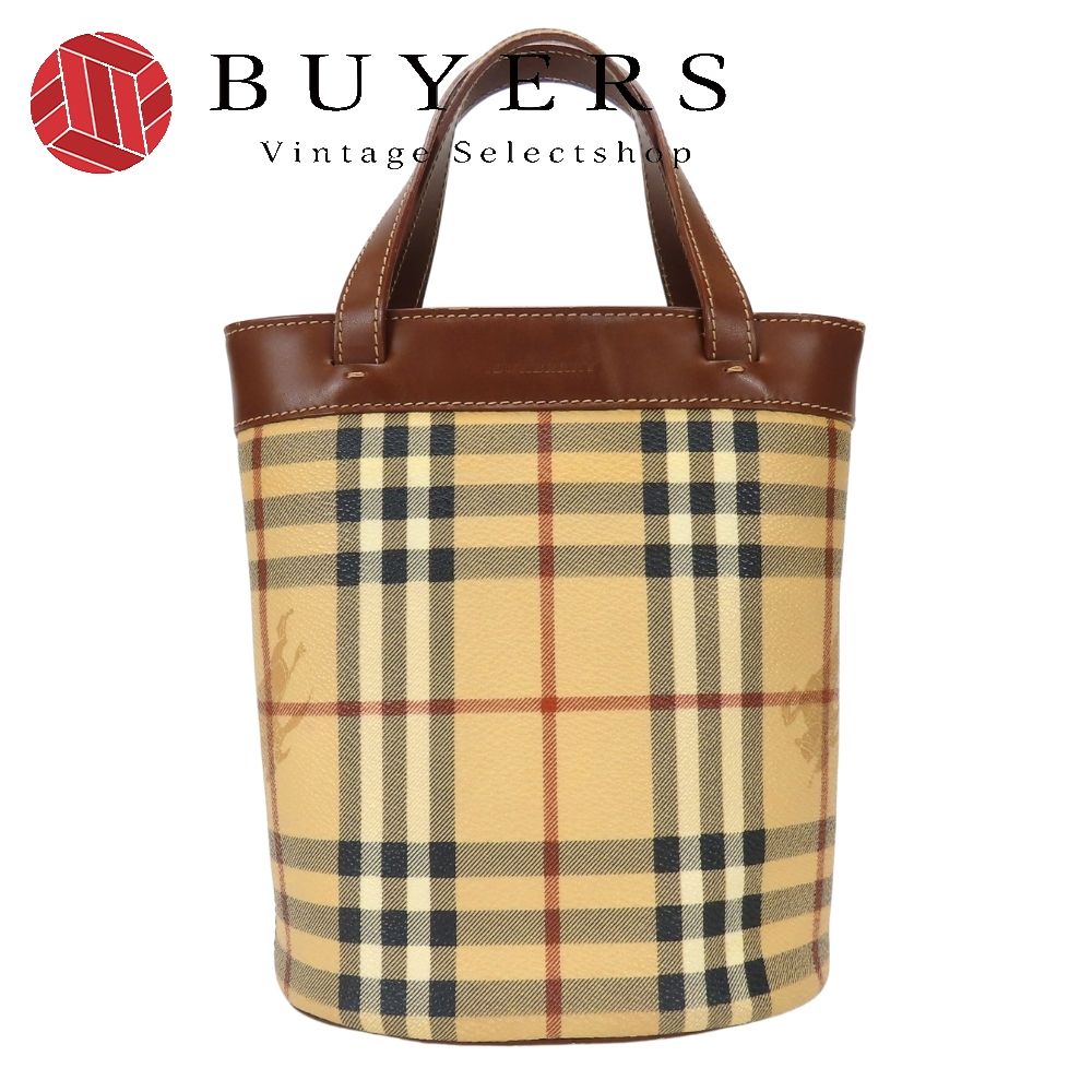 Burberry London ハンドバッグ ノバチェック PVC レザー コンパクト 