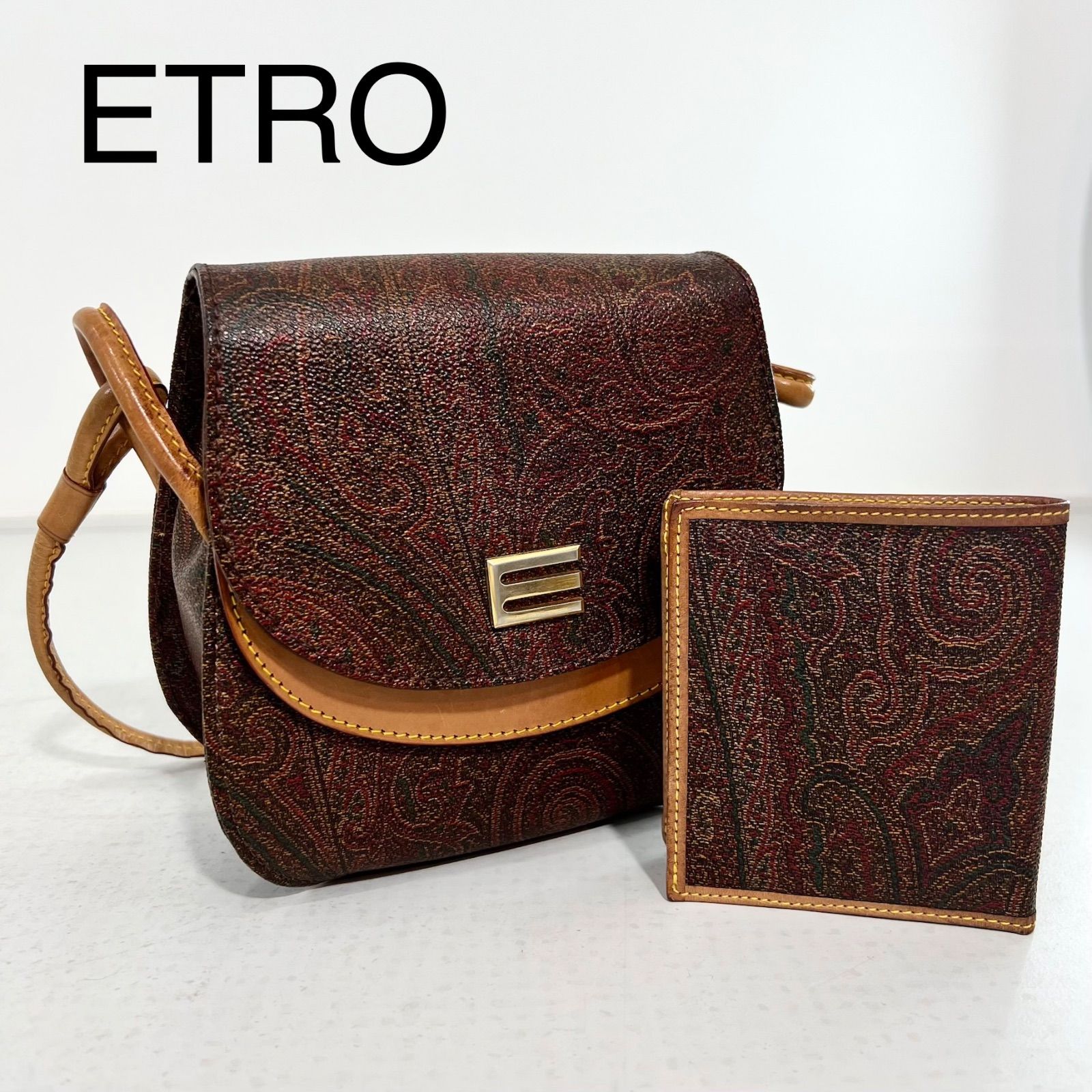 2点セット】ETRO エトロ ペイズリー レザー ショルダーバッグ 財布 