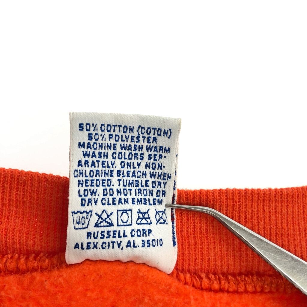 90年代 USA製 RUSSELL ATHLETIC ラッセル 無地 スウェット 大きいサイズ オレンジ(メンズ XXL)中古 古着 X5943 90年代 USA製 RUSSELL ATHLETIC ラッセル 無地 スウェット 大きい