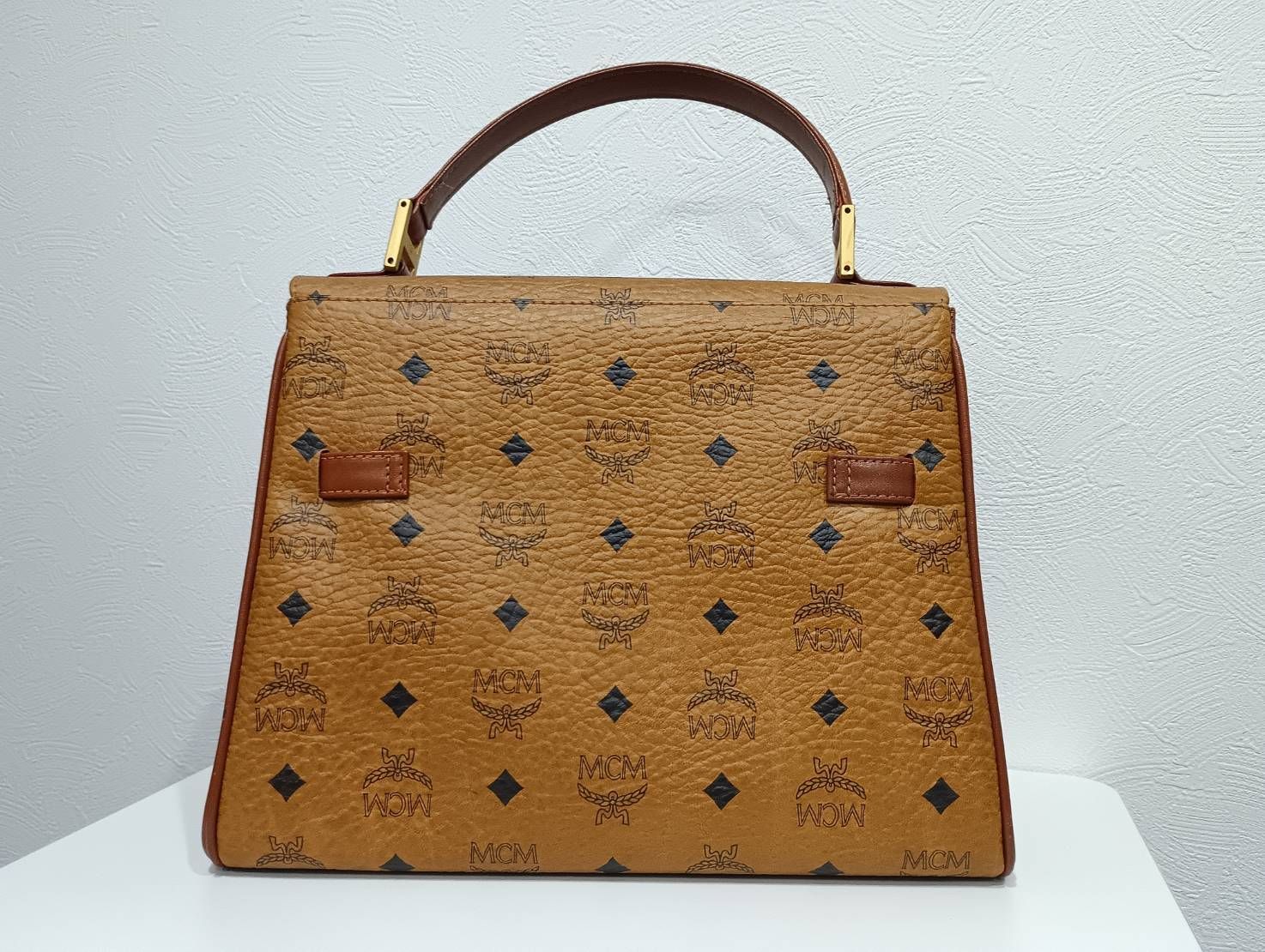 MCMケリー型ハンドバッグモノグラムターンロック　ビンテージ 美品】MCM 2way バッグ ケリー ターンロック モノグラム ヴィンテージ