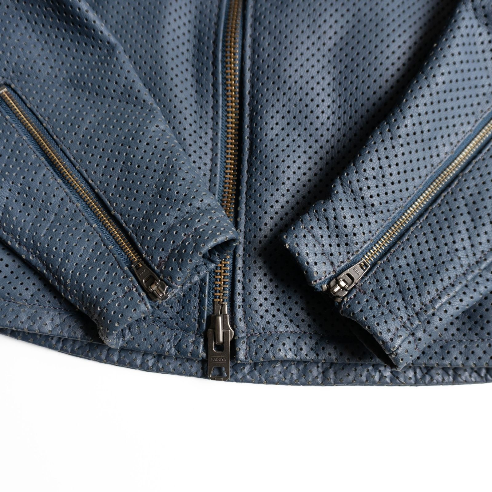 美品】KADOYA【パンチング シングルライダースジャケット】 L レザー 