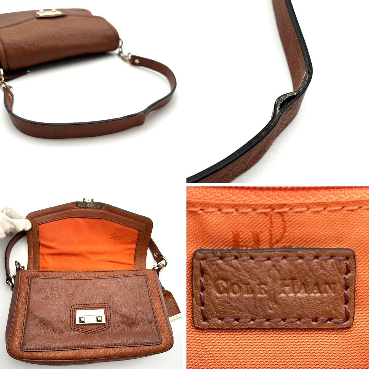 B4931】 Cole Haan コールハーン ショルダーバッグ レザー ブラウン 