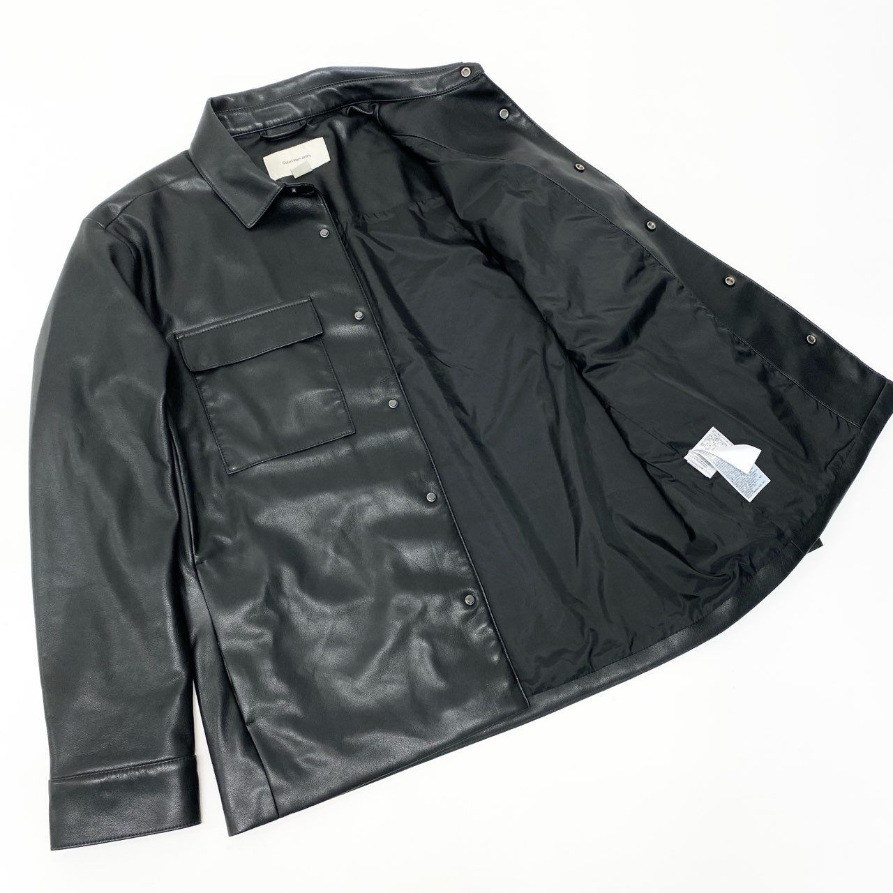 35c20 Calvin Klein Jeans カルバンクライン フェイクレザー シャツ 