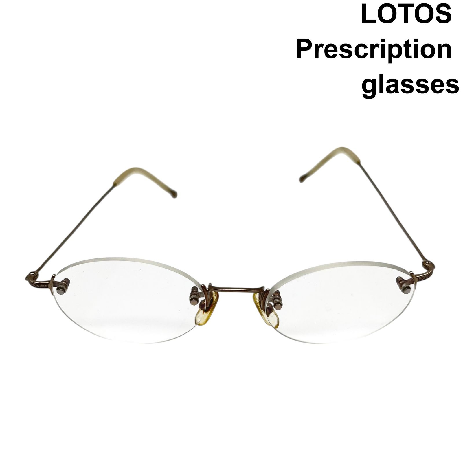 LOTOS ロトス 度付きメガネ ドイツ リムレス オーバル 18KT WG 750 18 