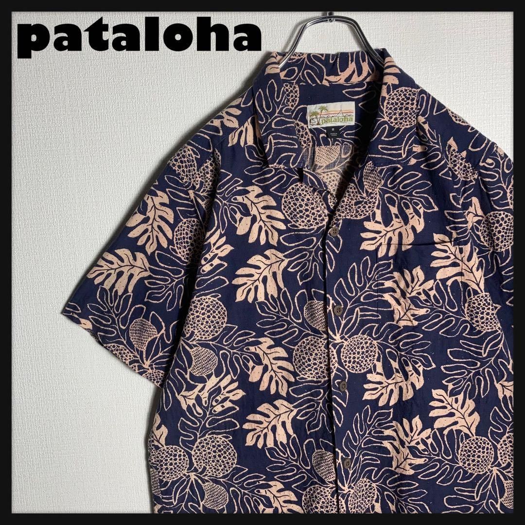 【極美品】Pataloha アロハシャツ 半袖 開襟 葉 リーフ 総柄 紺 M. 極美品】Pataloha アロハシャツ 半袖 開襟 葉 リーフ 総柄 紺 M - メルカリ