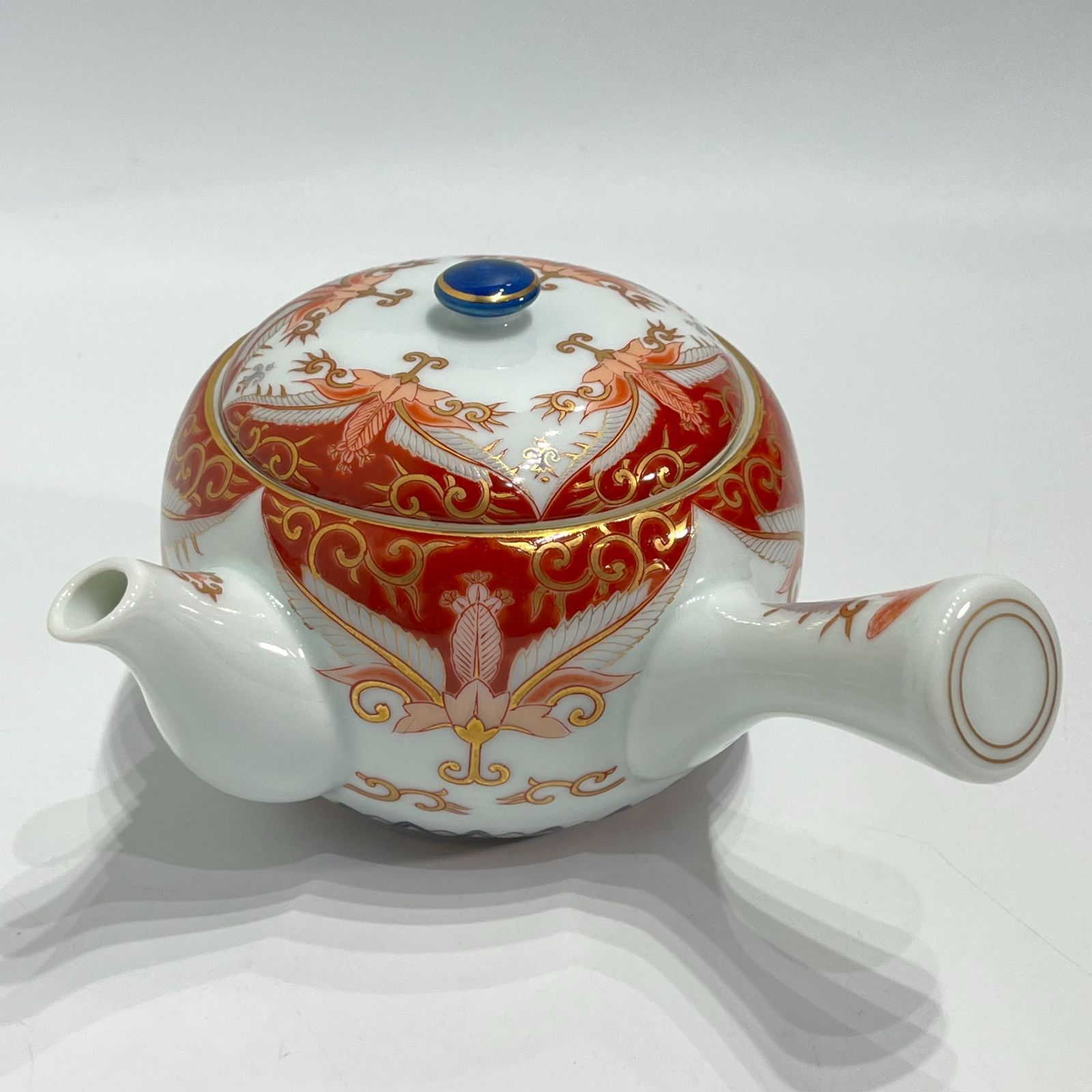 1721  其泉窯 赤濃 金彩 唐草　深鉢 有田焼 其泉窯 造 赤濃金彩唐草茶器揃 鹿鳴館シリーズ 急須1・湯呑×5客