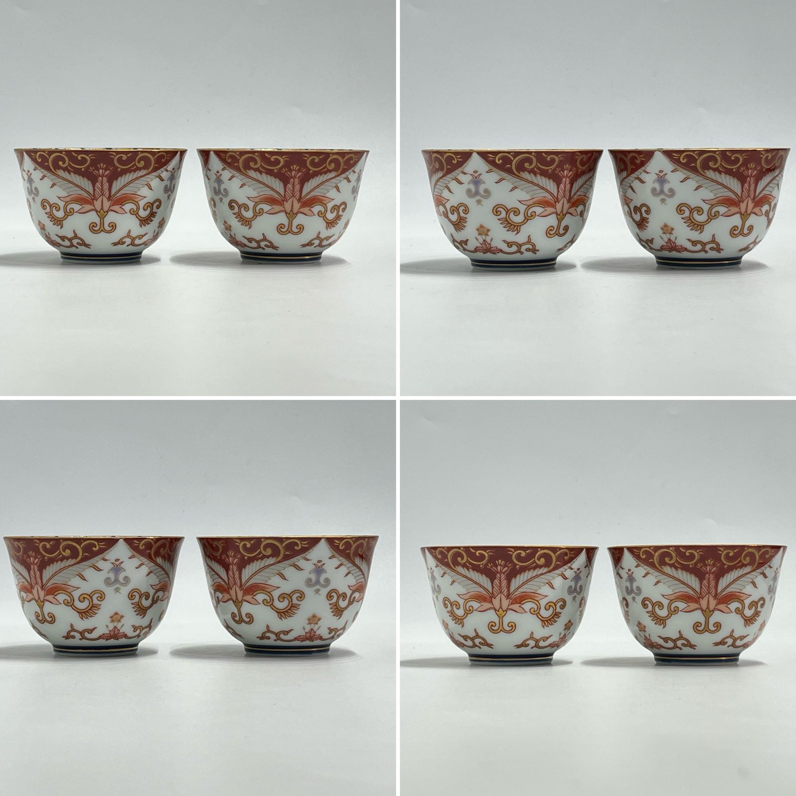 有田焼 其泉窯 造 赤濃金彩唐草茶器揃 鹿鳴館シリーズ 急須1・湯呑×5客