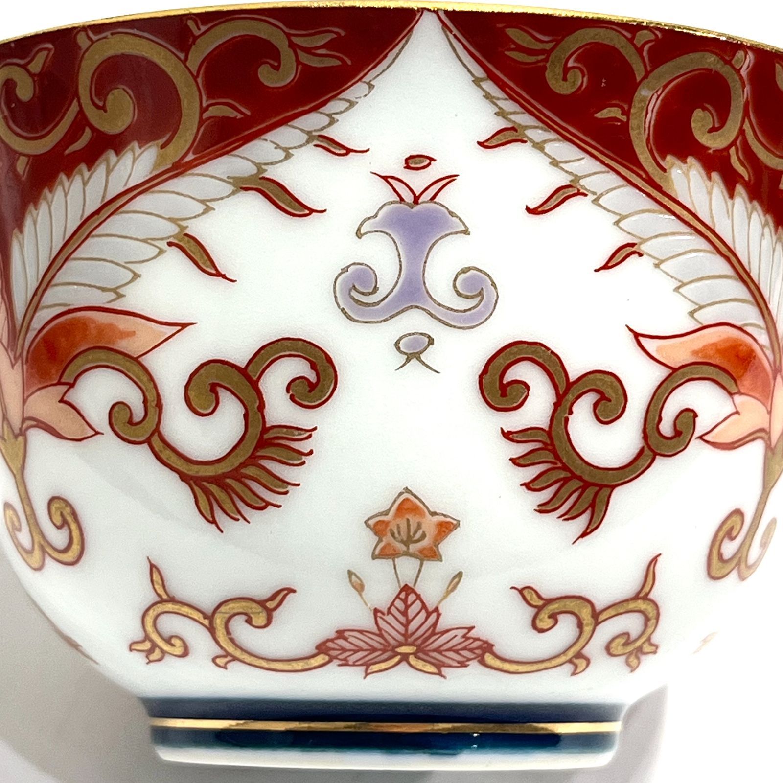有田焼 其泉窯 造 赤濃金彩唐草茶器揃 鹿鳴館シリーズ 急須1・湯呑×5客