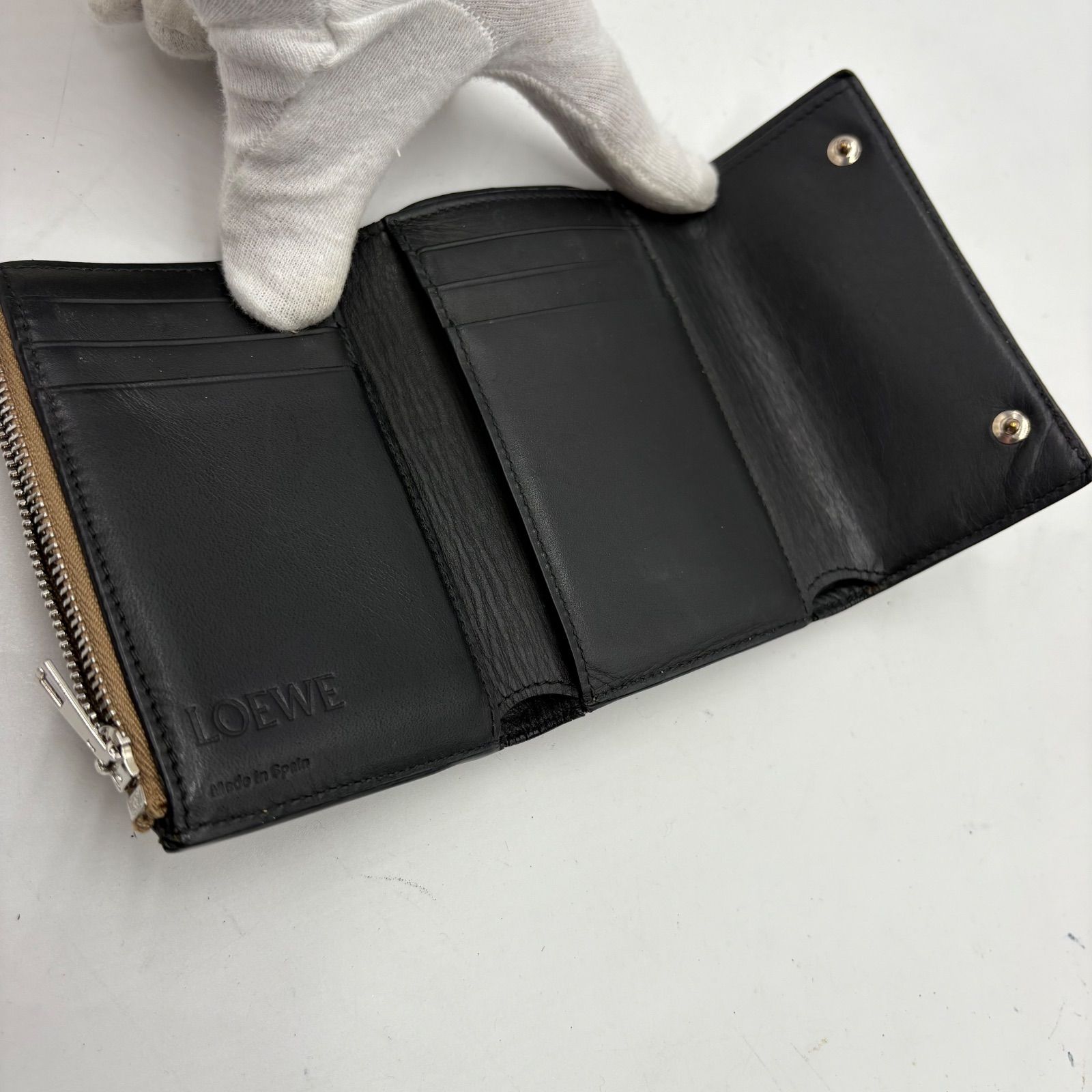 美品 ロエベ LOEWE リピートアナグラム コンパクトウォレット ボルドー