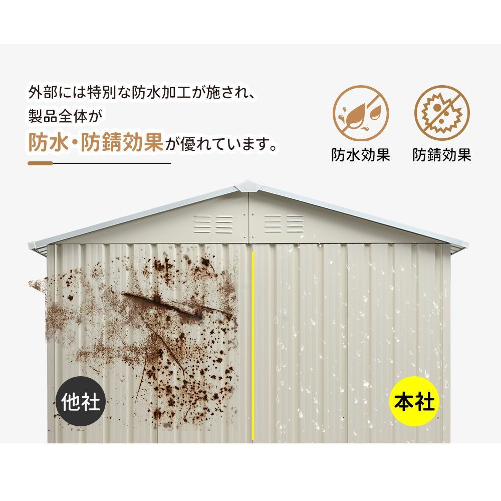 【2000円クーポン配布中】物置 屋外 倉庫 スチール 大型 収納庫 可動棚付き すべり出し窓付き 194×162×184cm 防水 防錆 高耐久 ガーデン収納 引き戸 庭 色は3種類選べるWHITE✕NATURAL✕BLUE 【2000円クーポン配布中】物置 屋外 倉庫 スチール 大型 収納庫 可動棚付き すべり出し窓付き 194×162×184cm 防水 防錆 高耐久 ガーデン収納 引き戸 庭 色は3種類選べるWHITE✕NATURAL✕BLUE