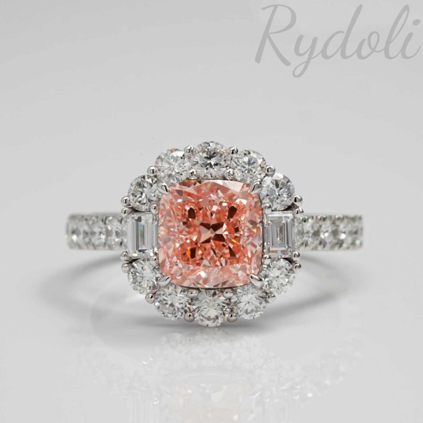 PT950 1.50ct オーダー クッションカット ピンクダイヤモリング ラボ 