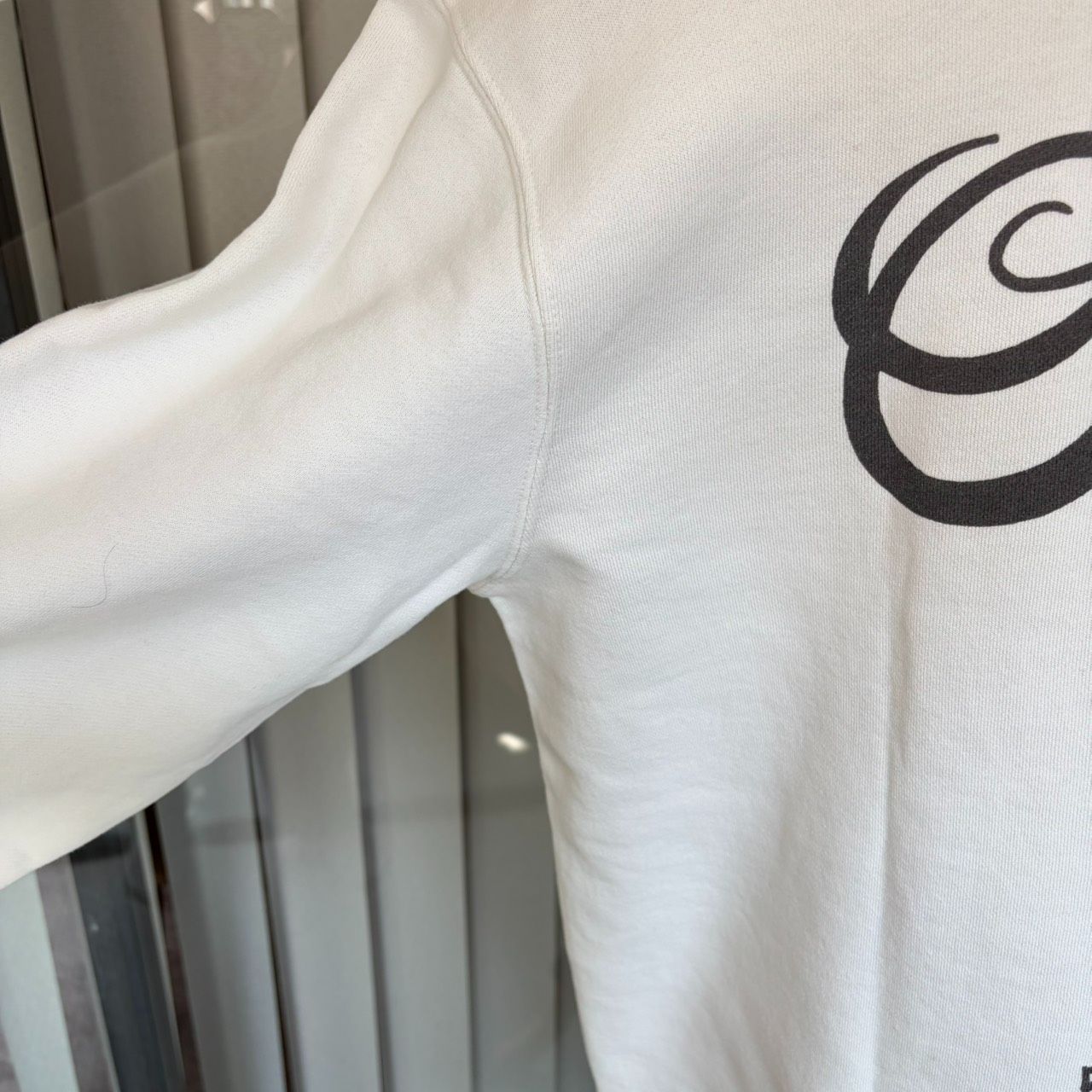 STUSSY スウェット メンズL ホワイト ビッグロゴ トレーナー 
