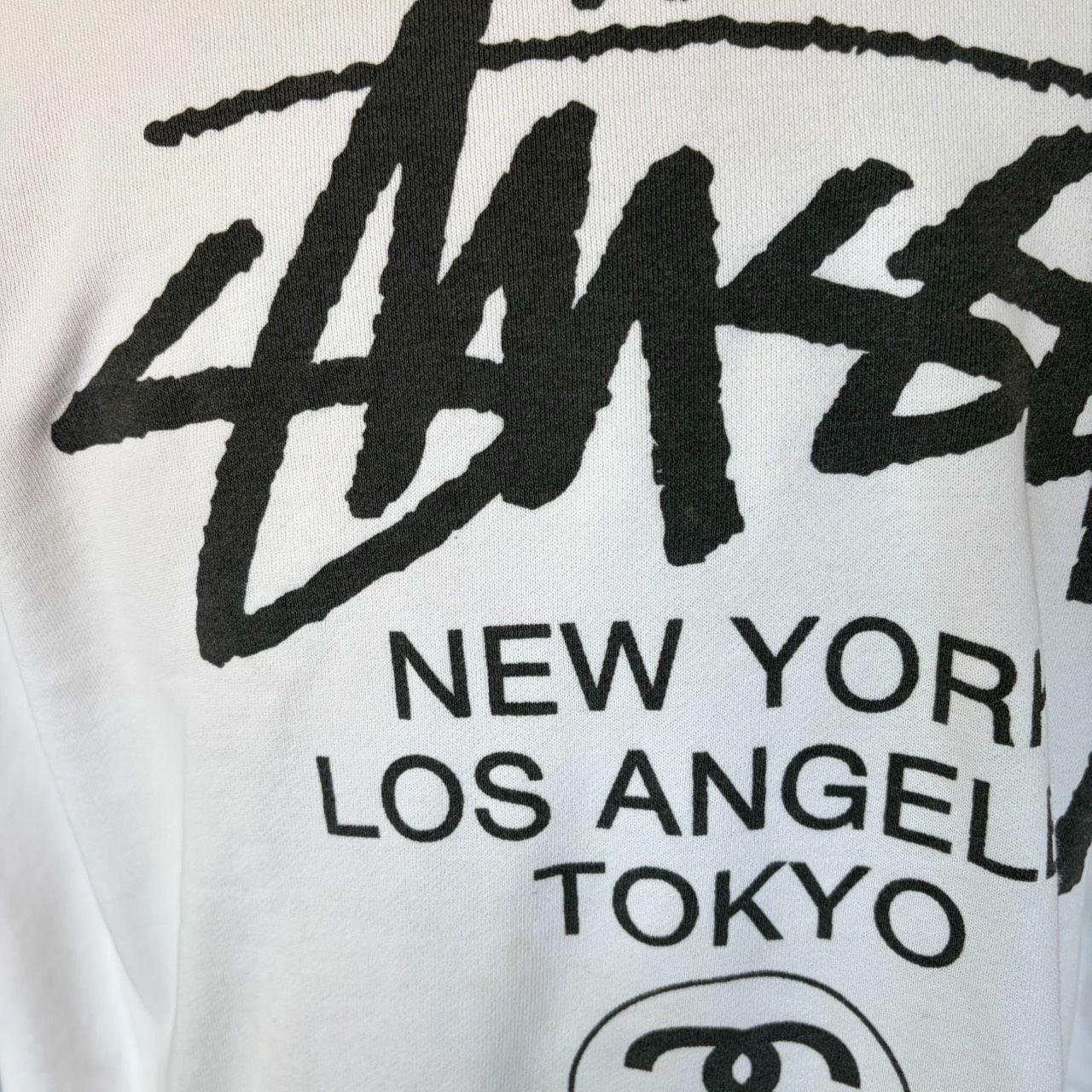 STUSSY スウェット メンズL ホワイト ビッグロゴ トレーナー 