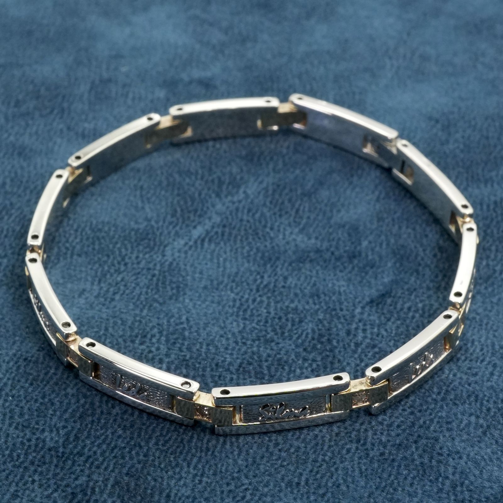 極美品レダシルマ K10×シルバー コンビ ダイヤ ブレスレット/24-5726 