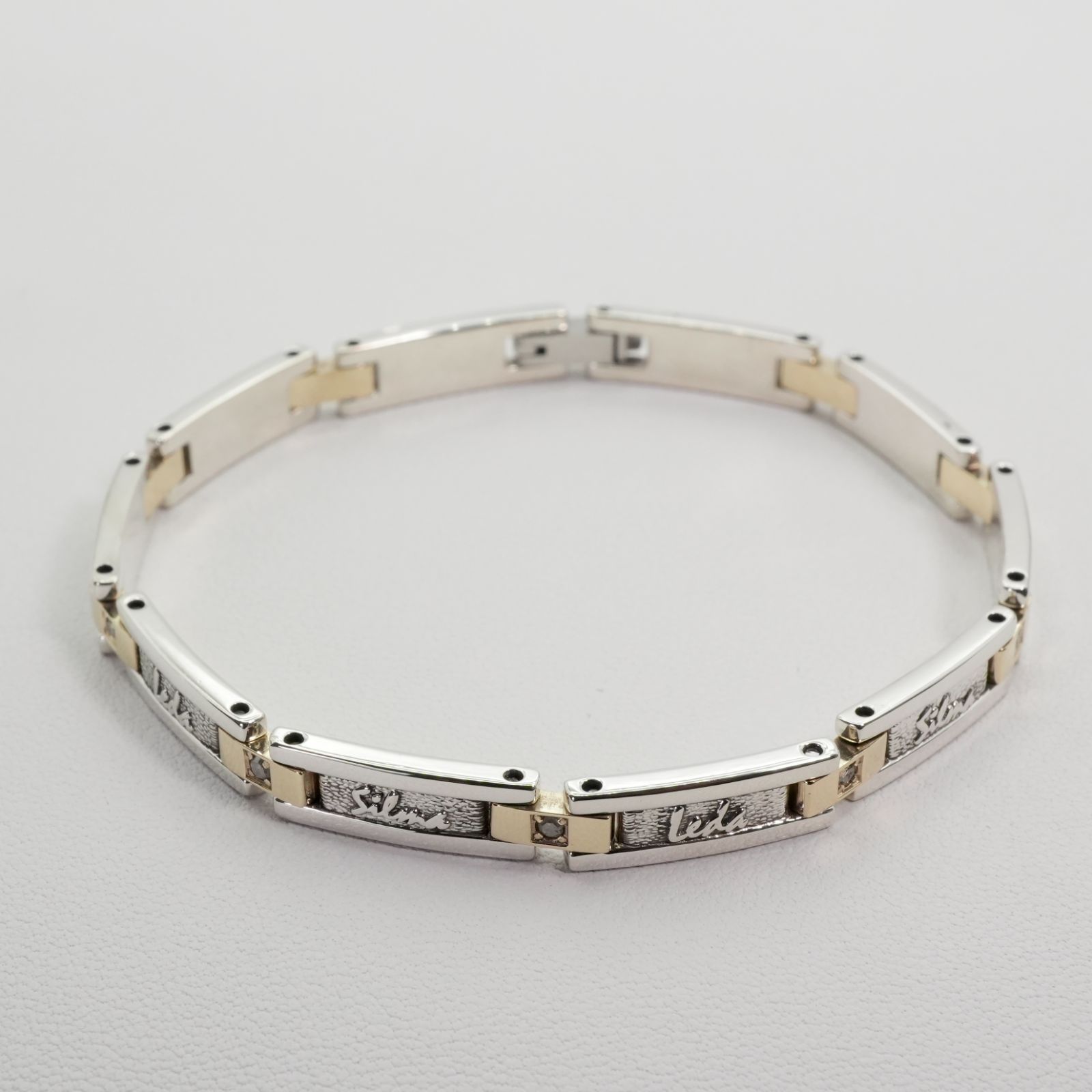 極美品レダシルマ K10×シルバー コンビ ダイヤ ブレスレット/24-5726 