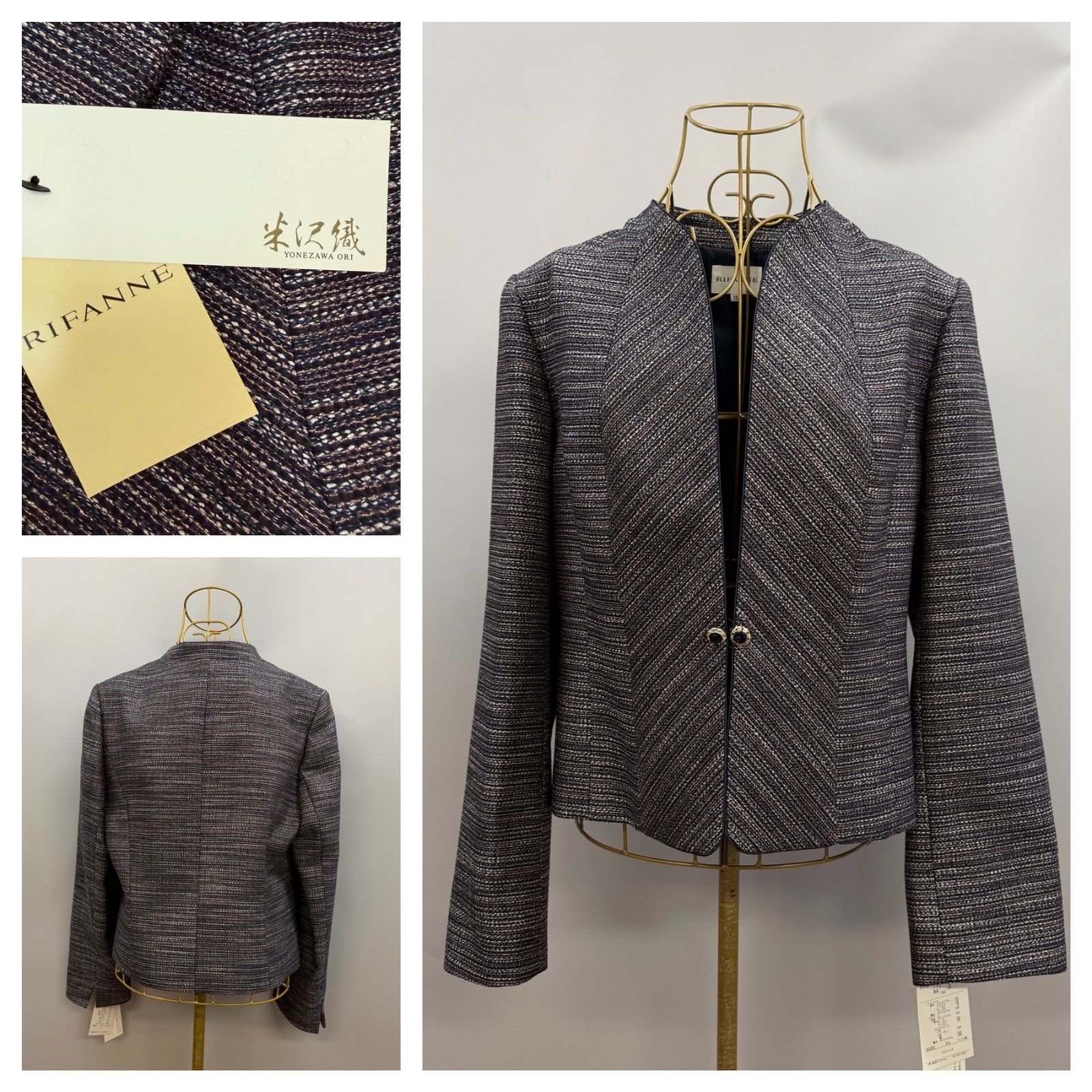 東京ソワール RIFANNE 米沢織 長袖ジャケット size13AR 東京ソワール RIFANNE 米沢織 YONEZAWA ORI 長袖ジャケット size13AR