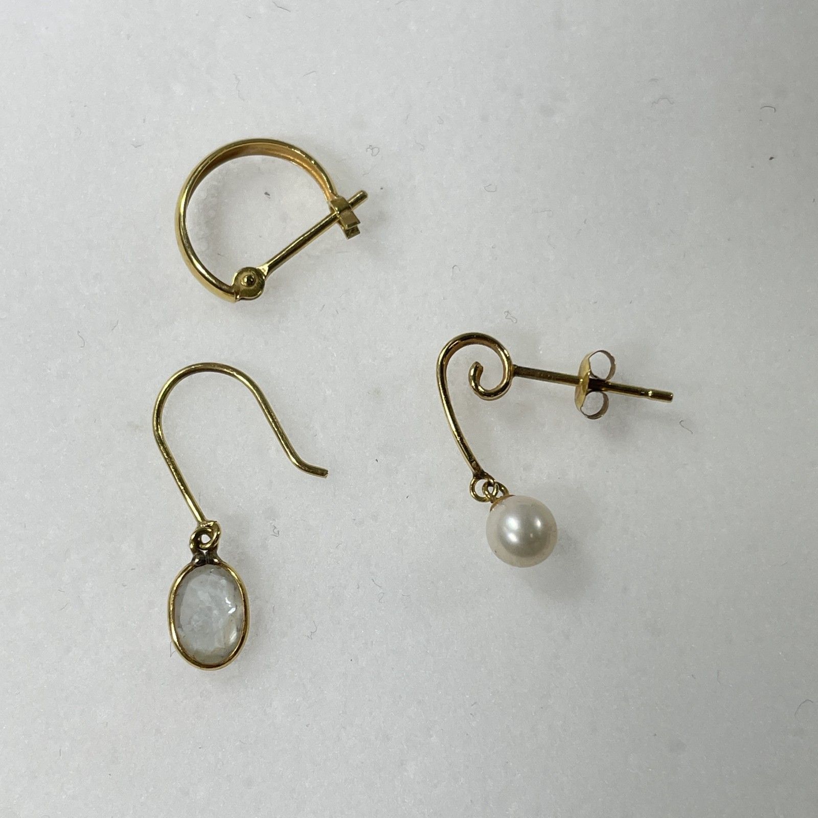 ☆ PK18刻印 18金 イエローゴールド ポスト キャッチ 片耳ピアス 3点 