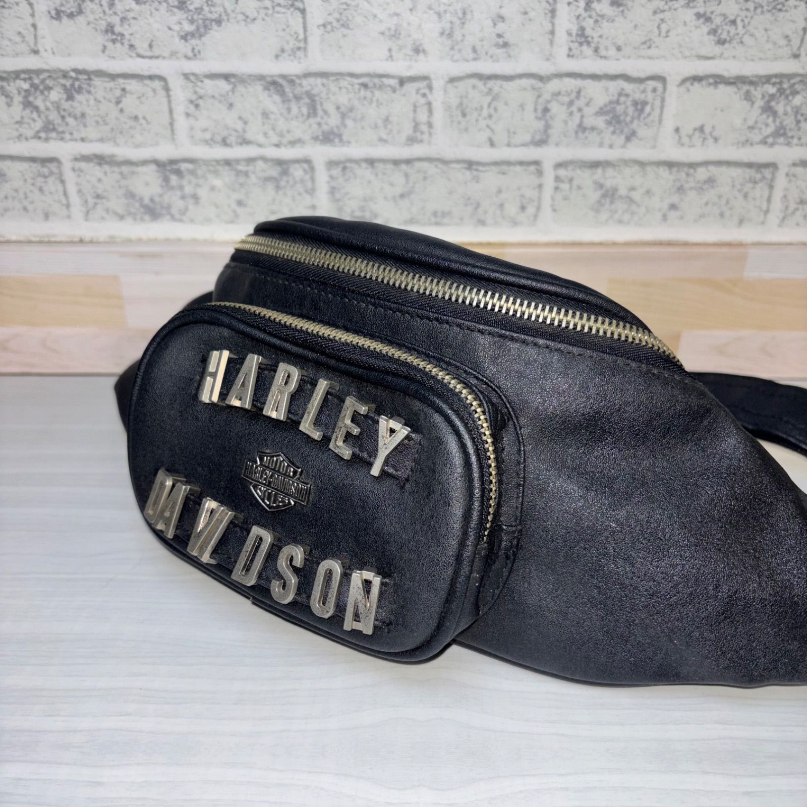 Harley-Davidson ハーレーダビッドソン レザー シボ皮 ウエストポーチ
