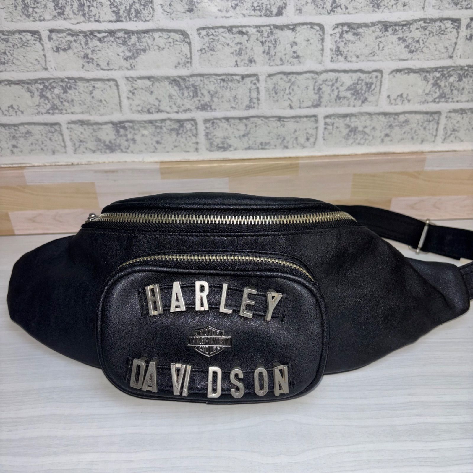 Harley-Davidson ハーレーダビッドソン レザー シボ皮 ウエストポーチ 