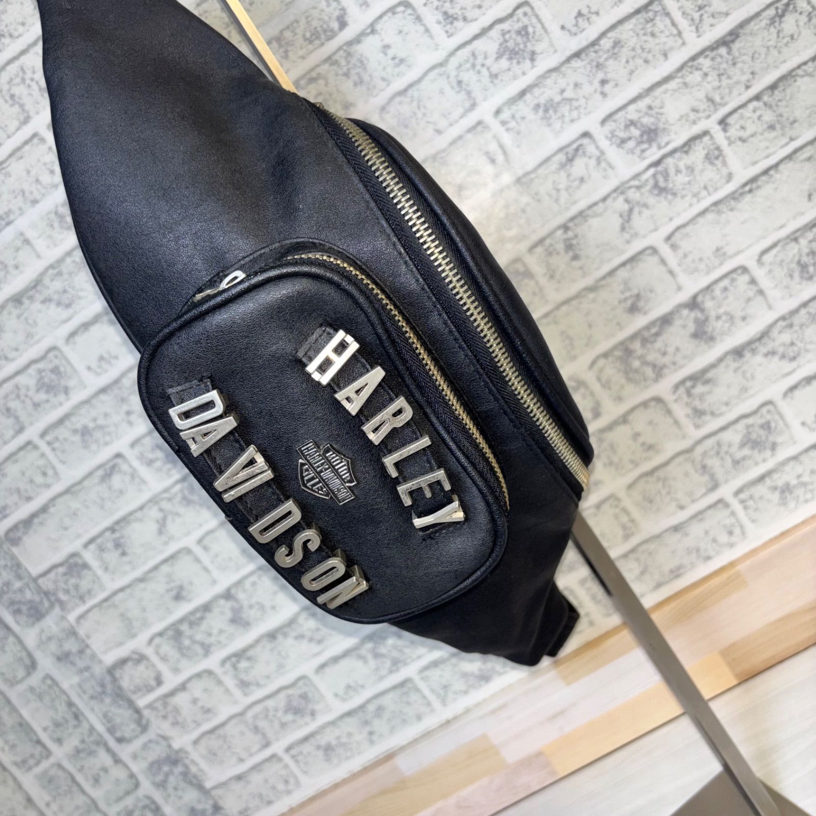 Harley-Davidson ハーレーダビッドソン レザー シボ皮 ウエストポーチ