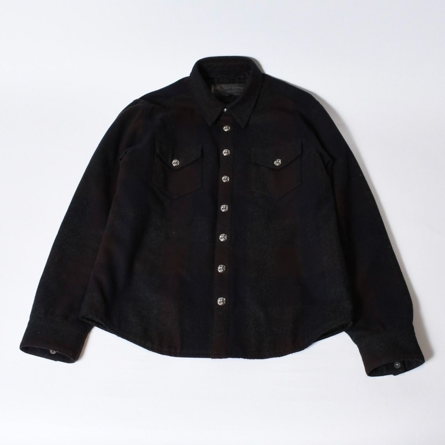 極美品 CHROME HEARTS クロムハーツ チェック CPO 長袖ネルシャツ