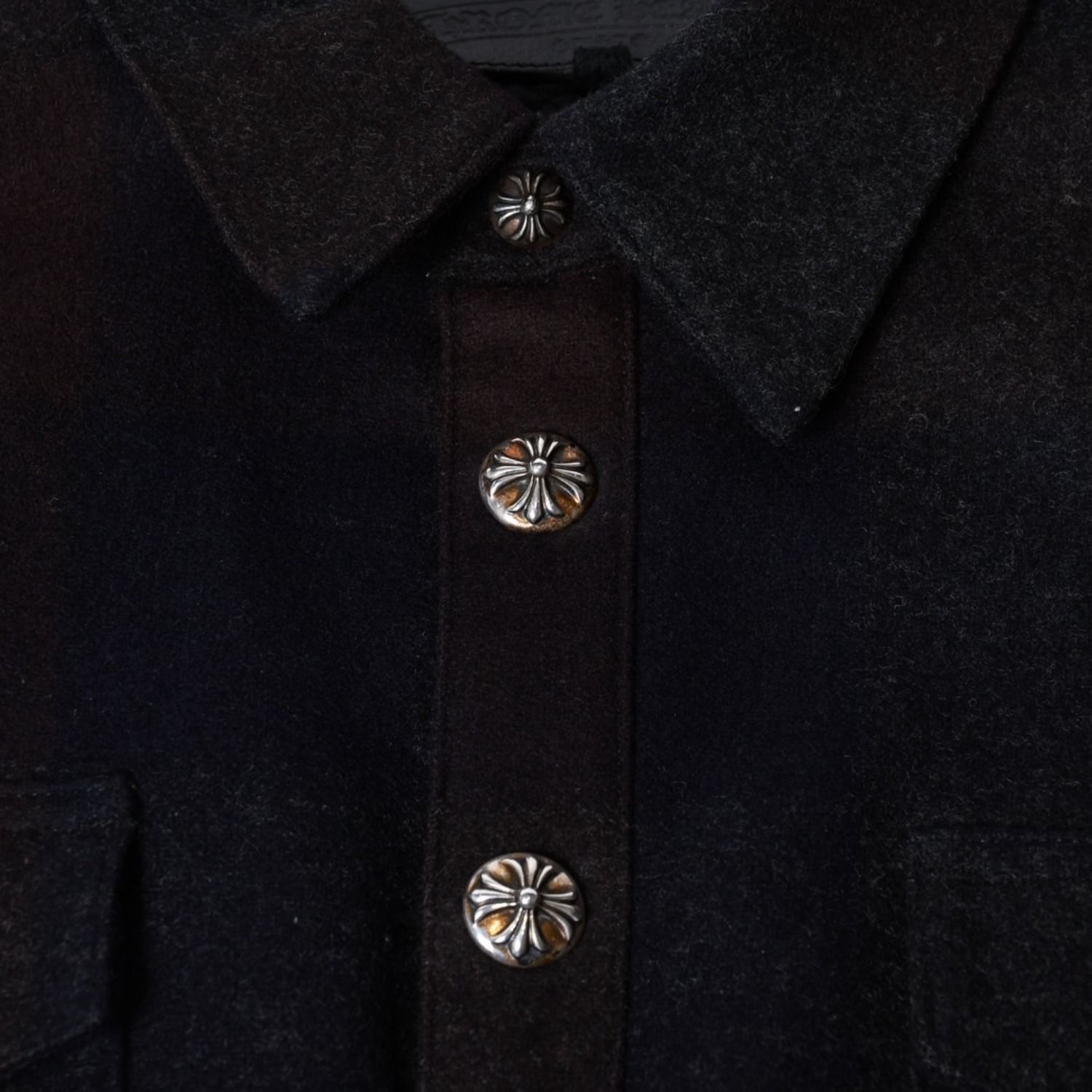 極美品 CHROME HEARTS クロムハーツ チェック CPO 長袖ネルシャツ